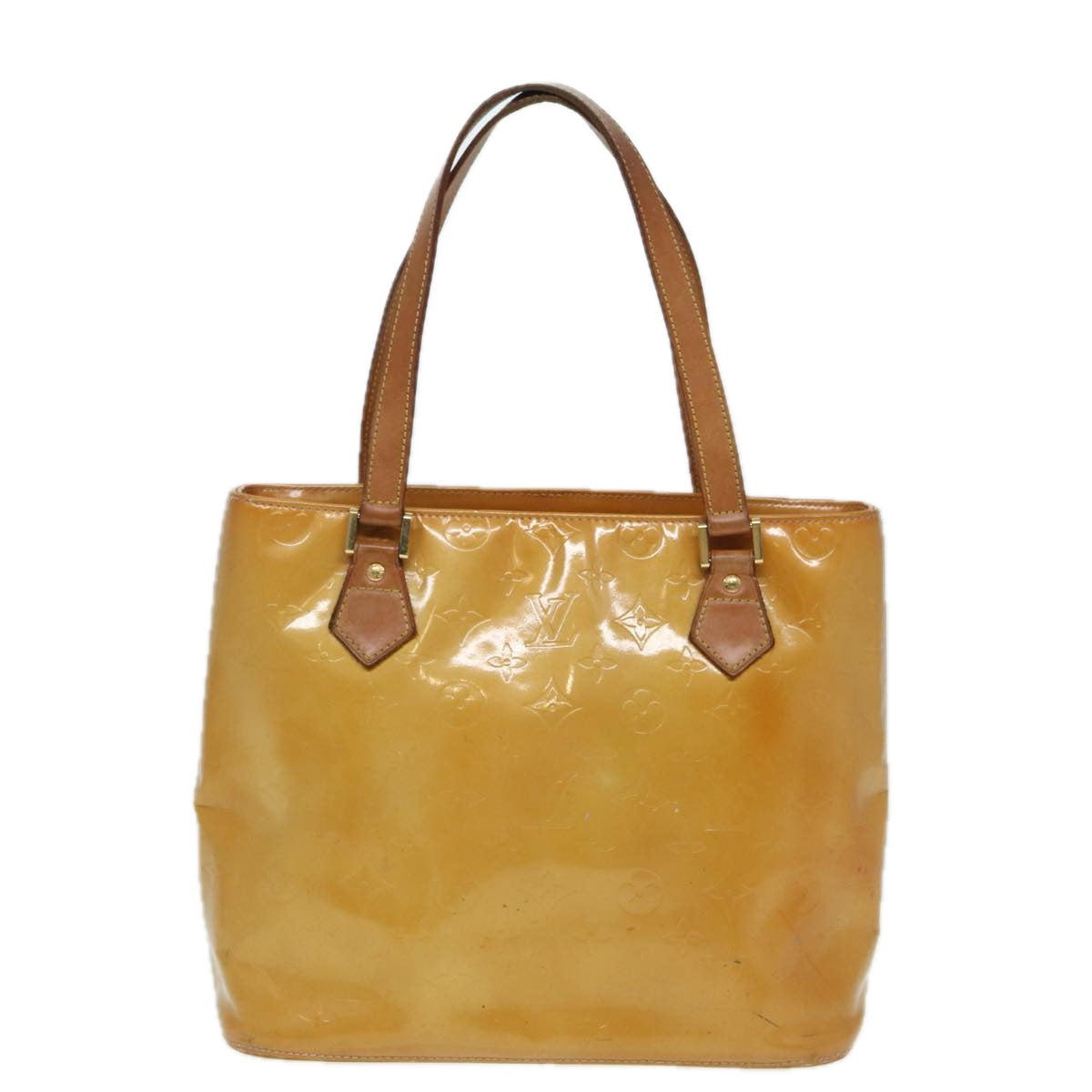 LOUIS VUITTON Monogram Vernis Houston Hand Bag Beige M91004 LV hk1369