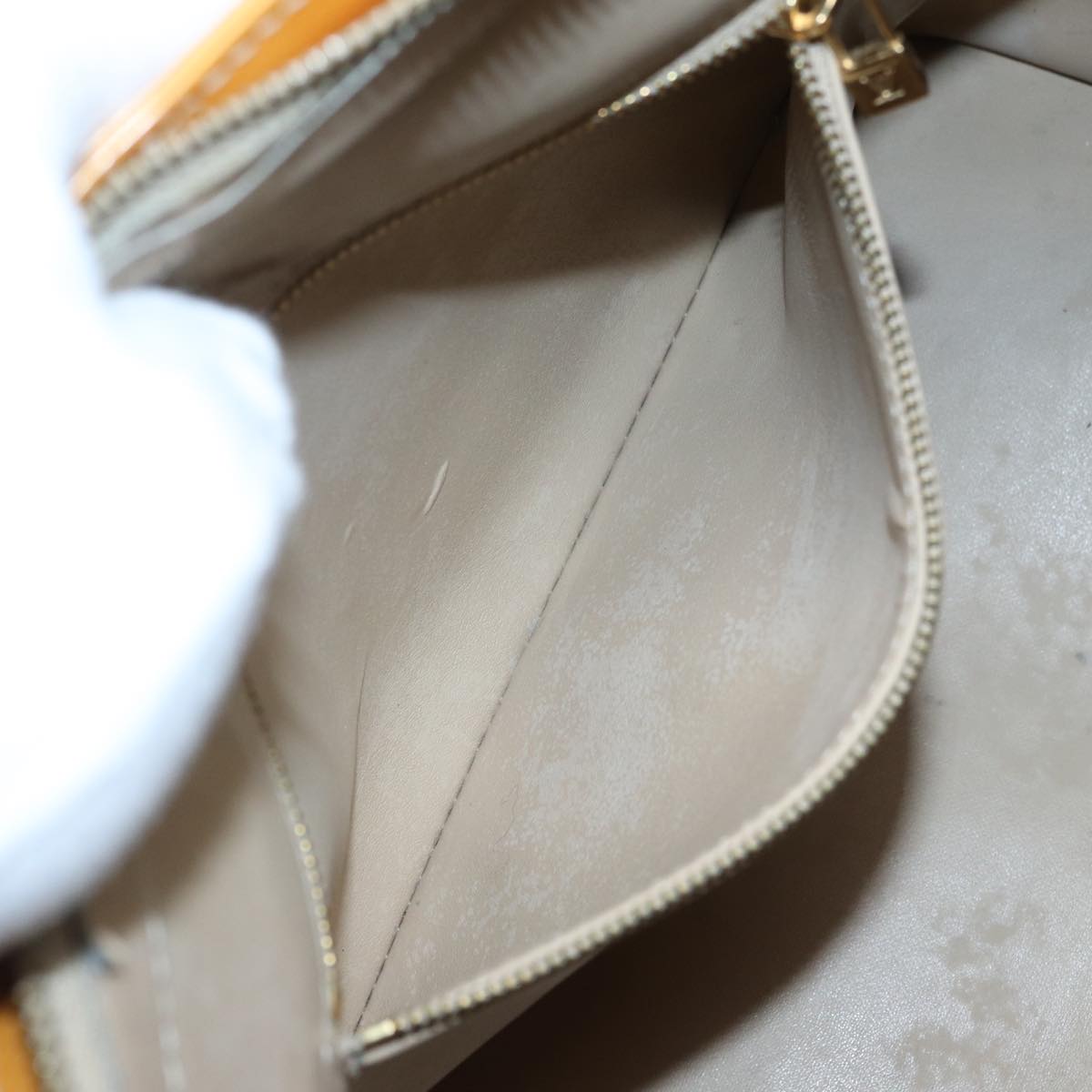 LOUIS VUITTON Monogram Vernis Houston Hand Bag Beige M91004 LV hk1369
