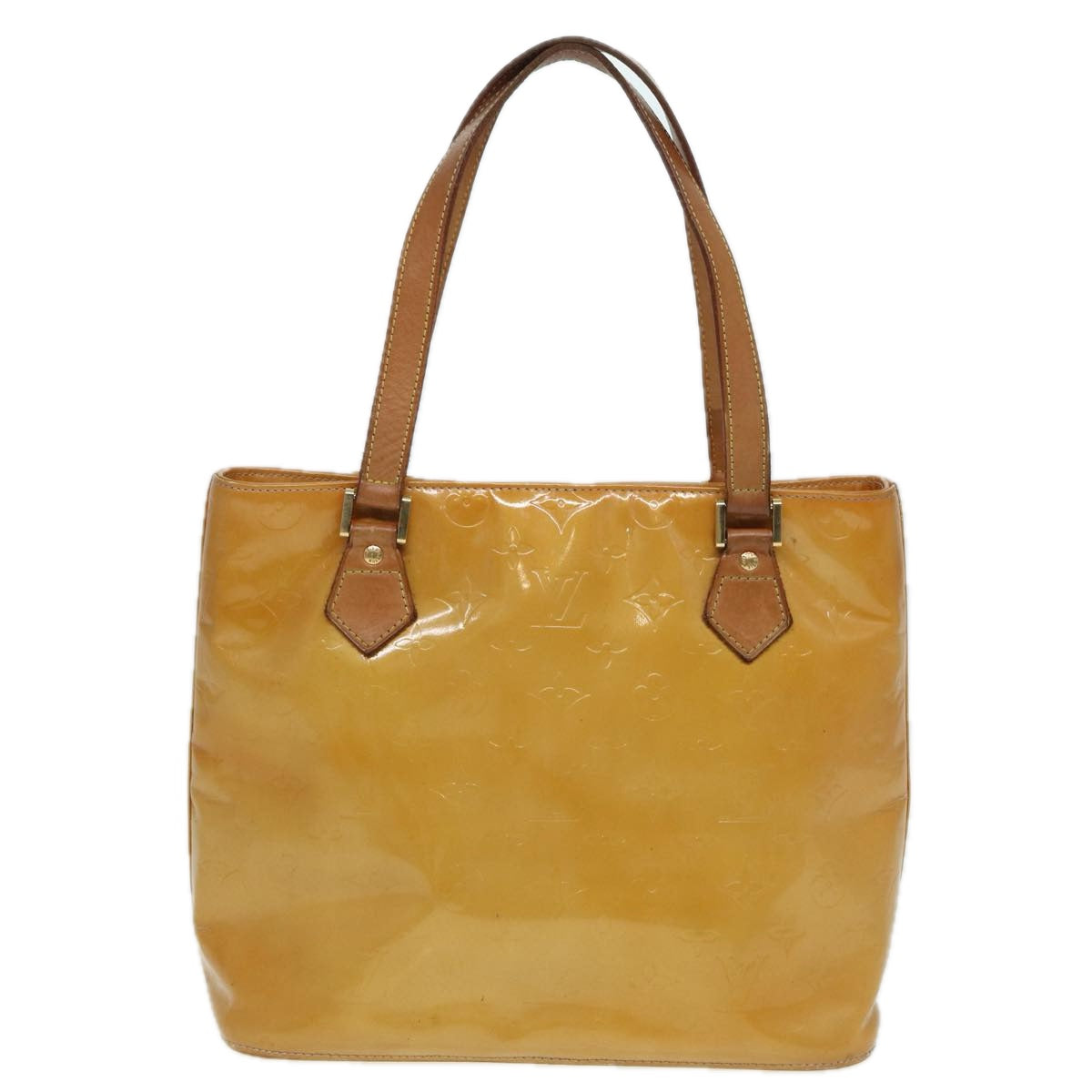 LOUIS VUITTON Monogram Vernis Houston Hand Bag Beige M91004 LV hk1369