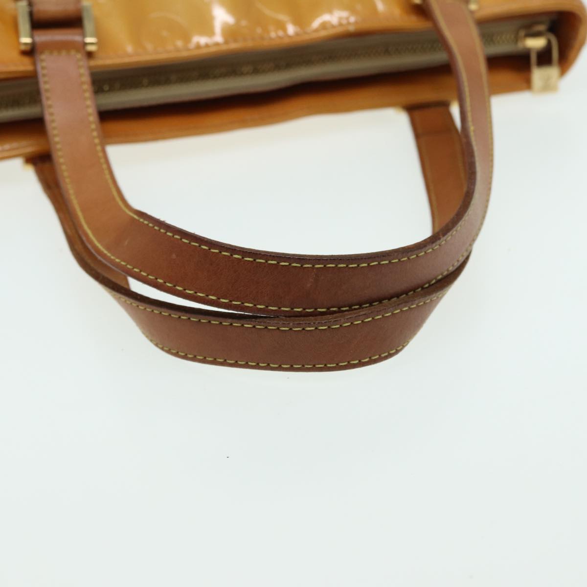 LOUIS VUITTON Monogram Vernis Houston Hand Bag Beige M91004 LV hk1369