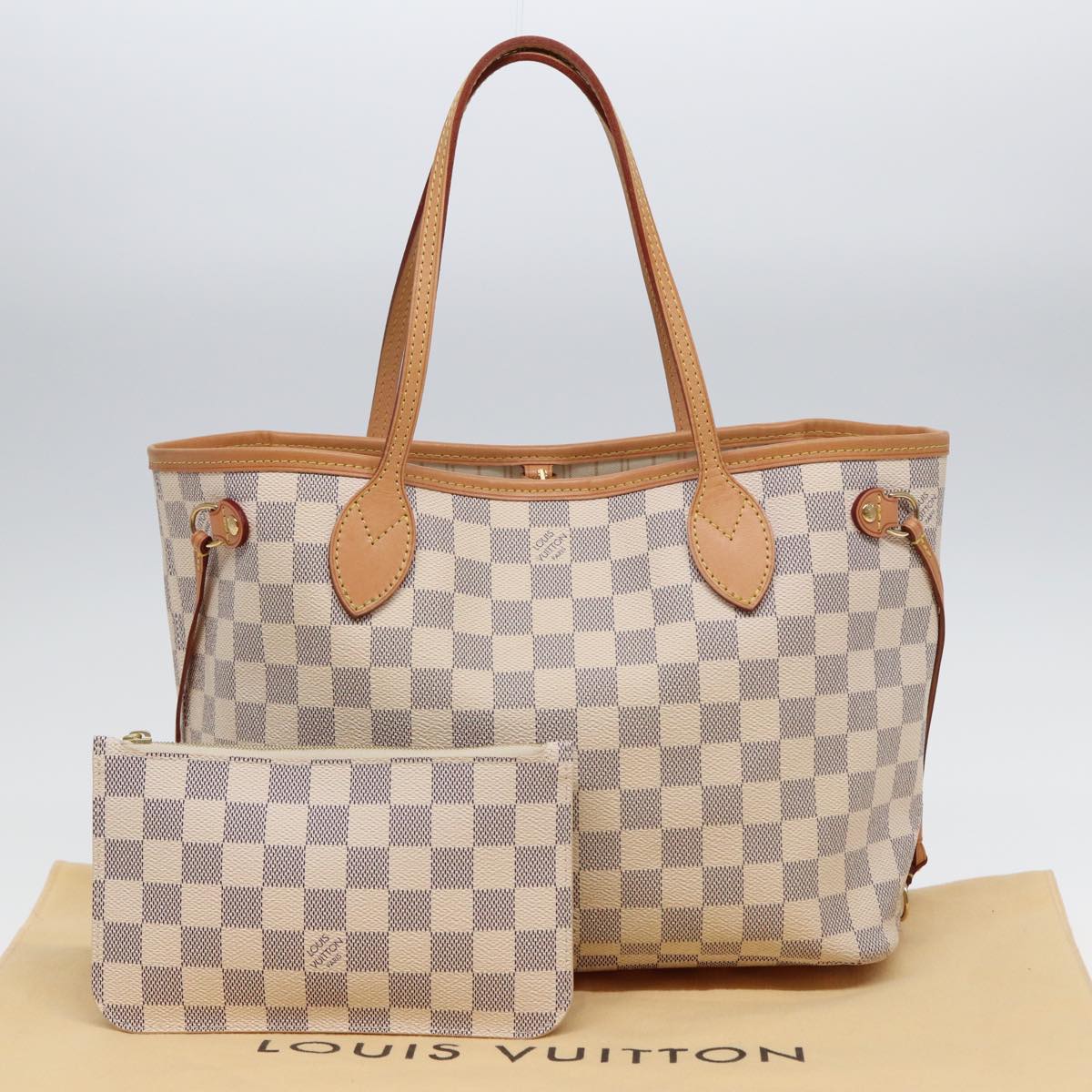 LOUIS VUITTON Damier Azur Neverfull PM Tote Bag N41362 LV hk1426A