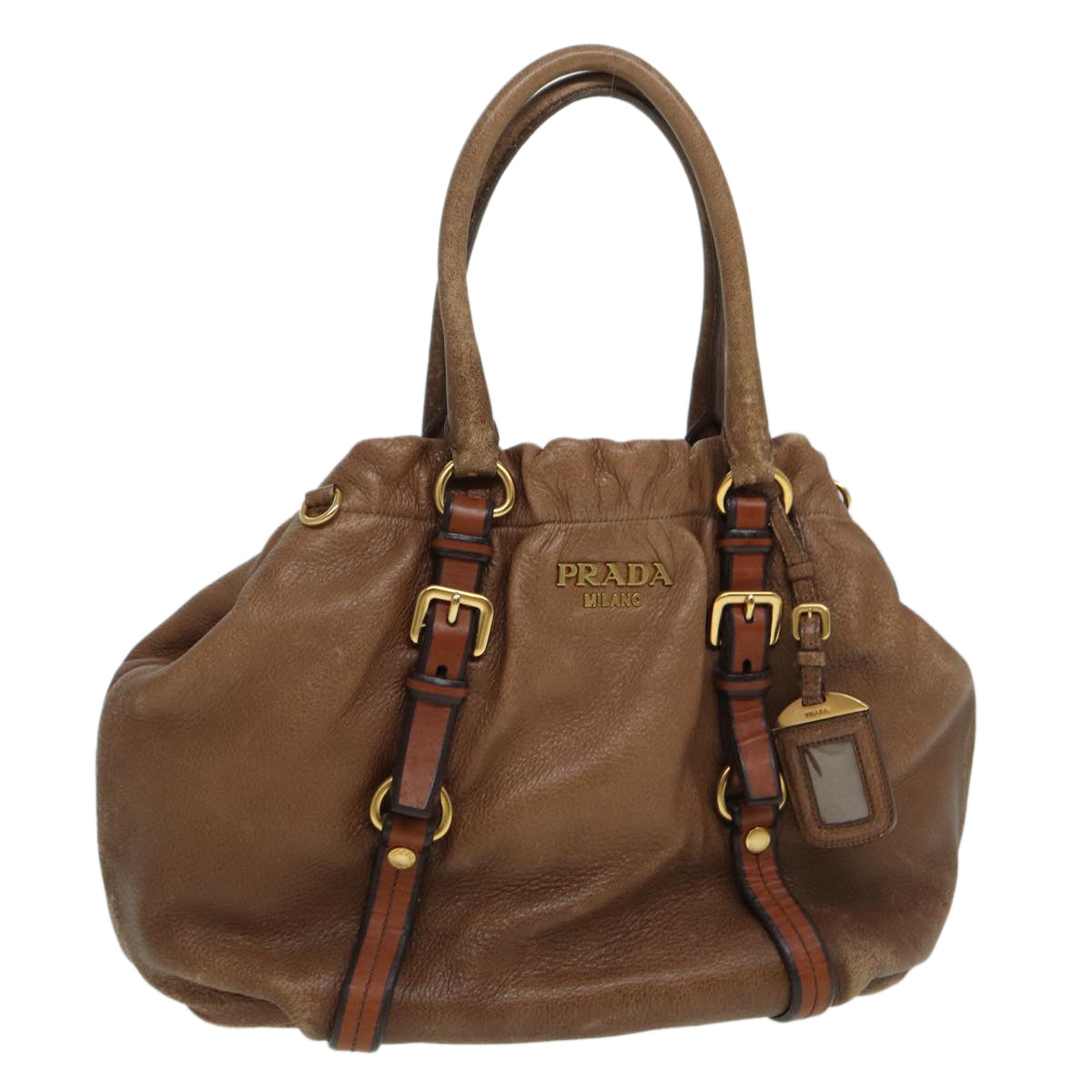 Luxury Prada Hand Bag Leather 2way Brown  hk1498