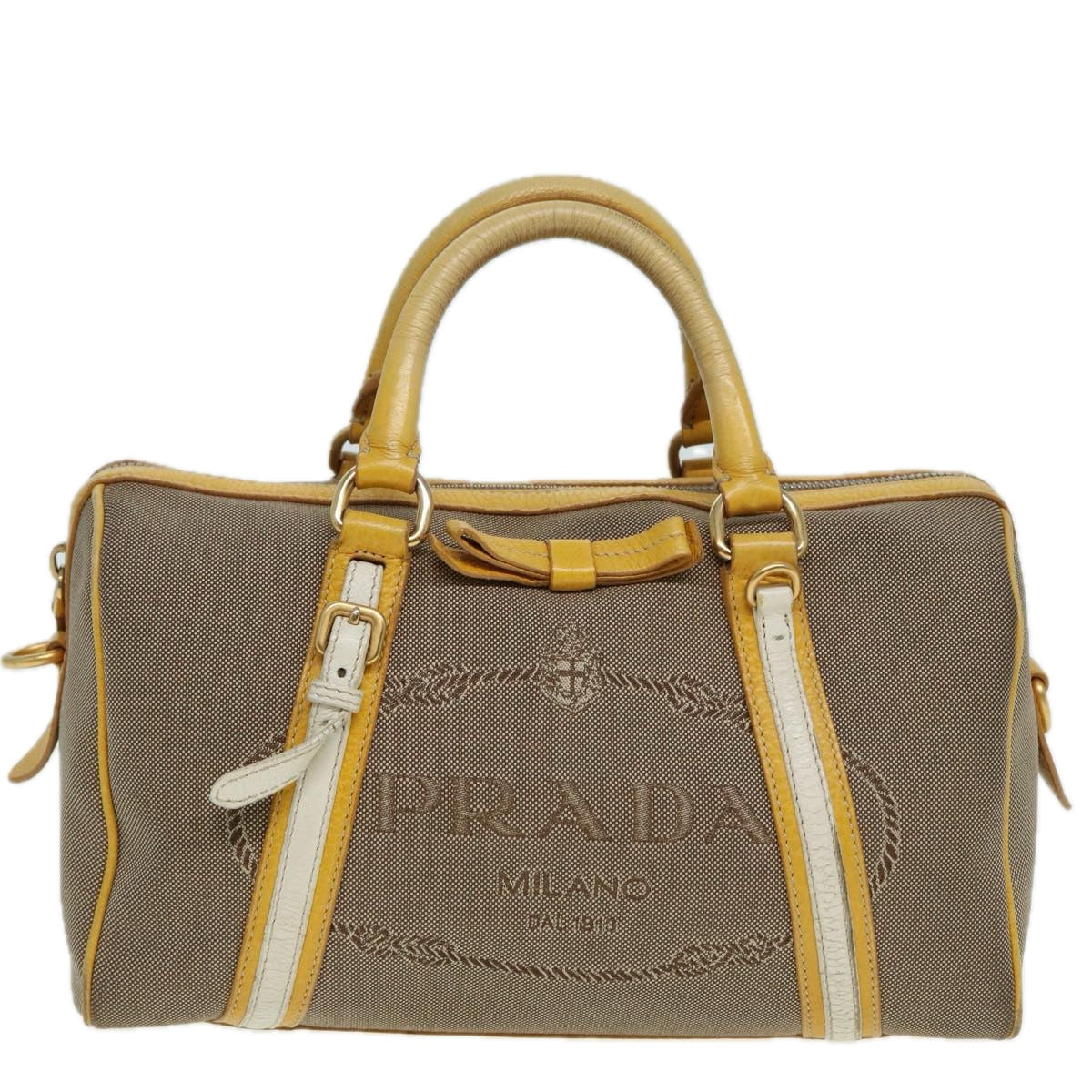 Luxury Prada Hand Bag Canvas Beige Yellow  hk1503