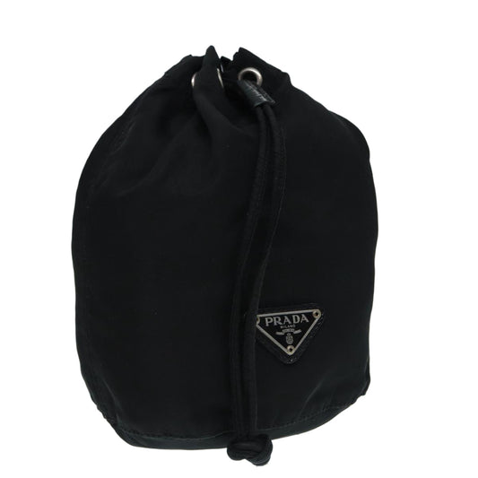 Luxury Prada Drawstring Pouch Nylon Black Silver  hk1552