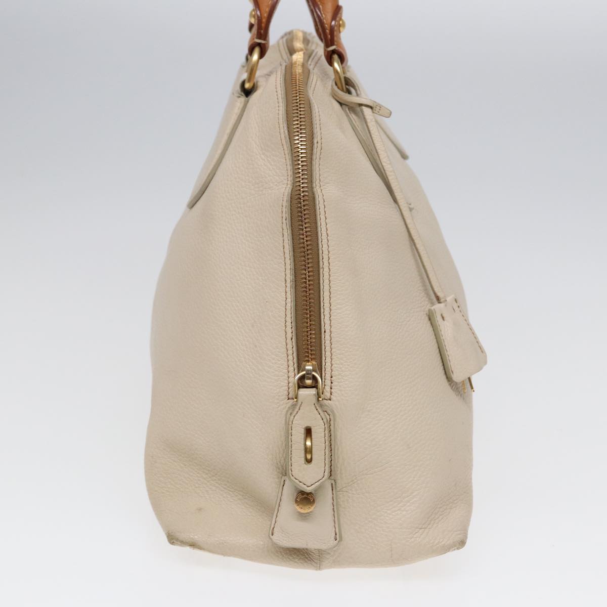 Luxury Prada Hand Bag Leather White Brown gold  hk1562