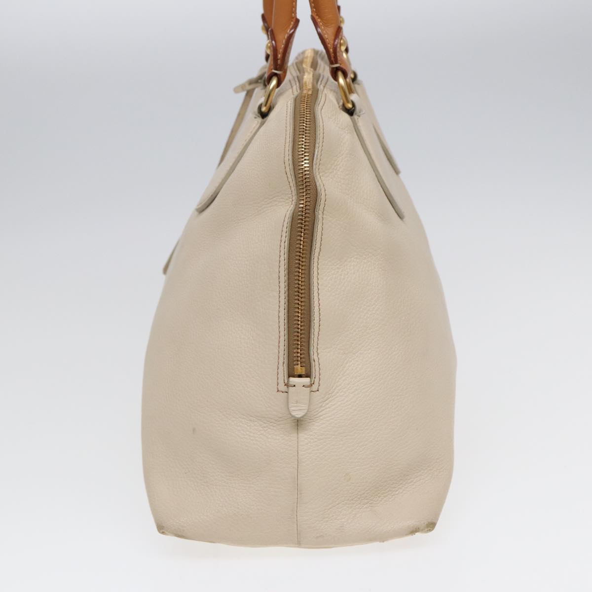Luxury Prada Hand Bag Leather White Brown gold  hk1562
