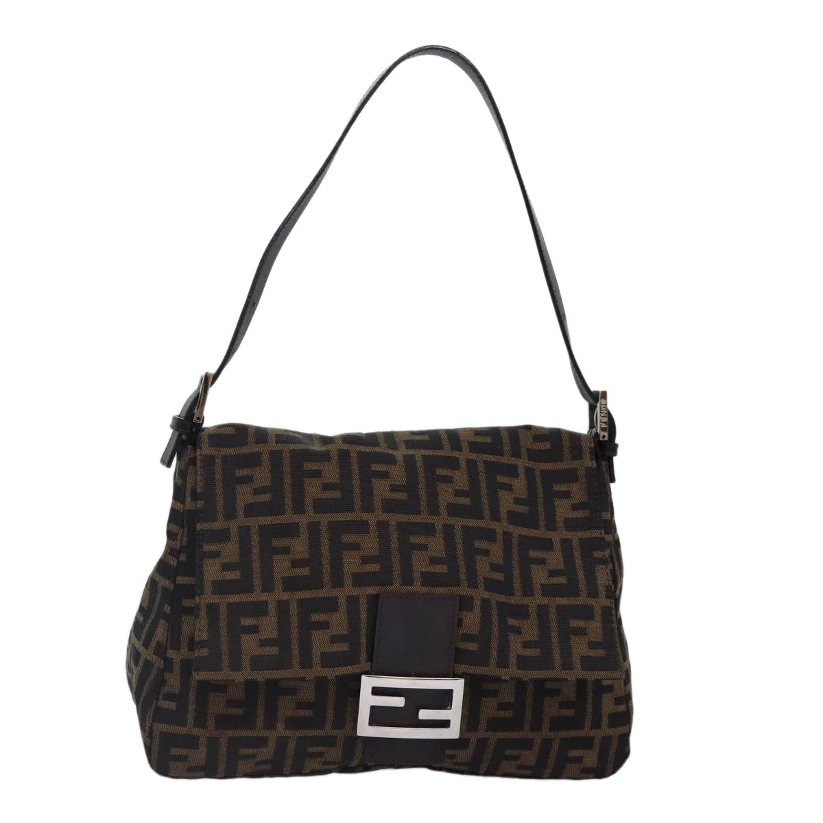 Luxury Fendi Zucca Canvas Mamma Baguette Shoulder Bag Brown Black Silverhk1612