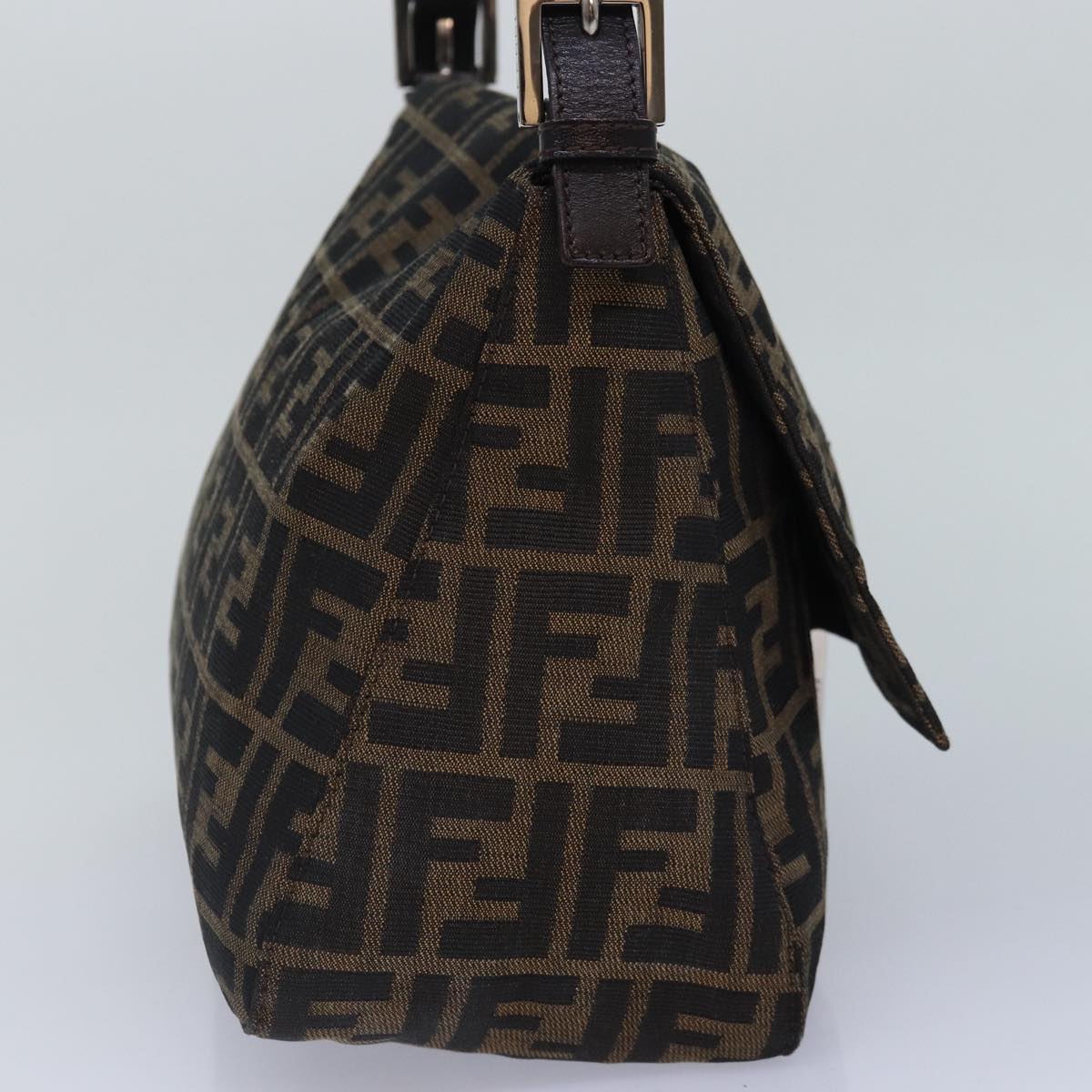 Luxury Fendi Zucca Canvas Mamma Baguette Shoulder Bag Brown Black Silverhk1612