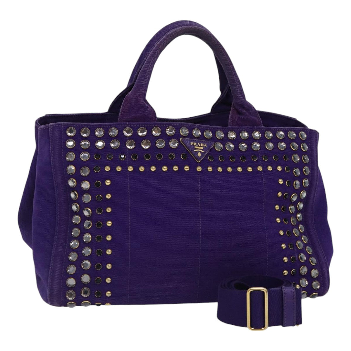 Luxury Prada Hand Bag Canvas Purple Gold  hk1628