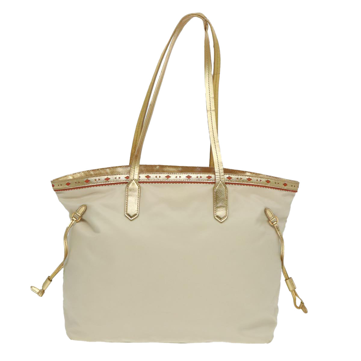 Luxury Prada Tote Bag Nylon Beige Gold Tone  hk1671