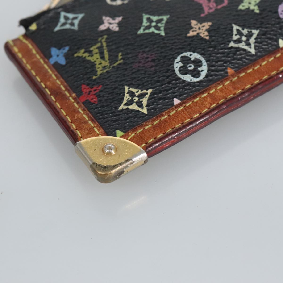LOUIS VUITTON Monogram Multicolor Pochette Cles Purse Black M92654 hk1854