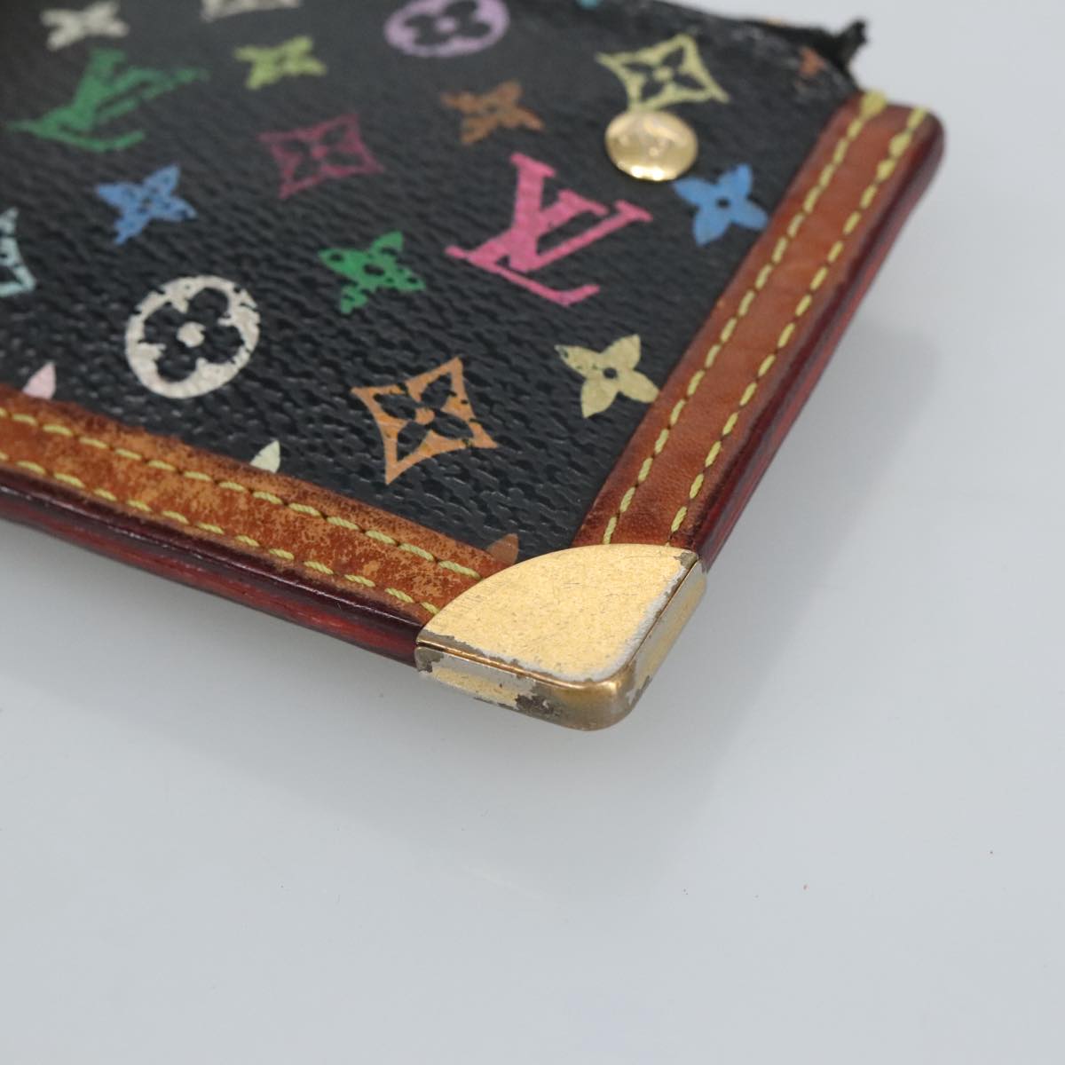LOUIS VUITTON Monogram Multicolor Pochette Cles Purse Black M92654 hk1854
