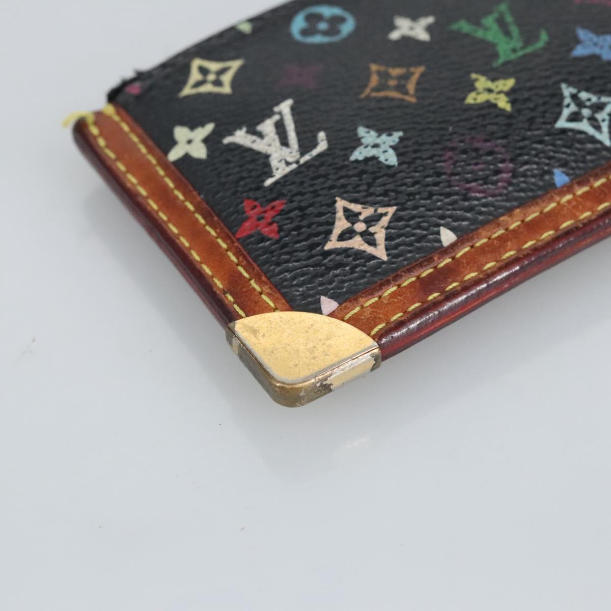 LOUIS VUITTON Monogram Multicolor Pochette Cles Purse Black M92654 hk1854