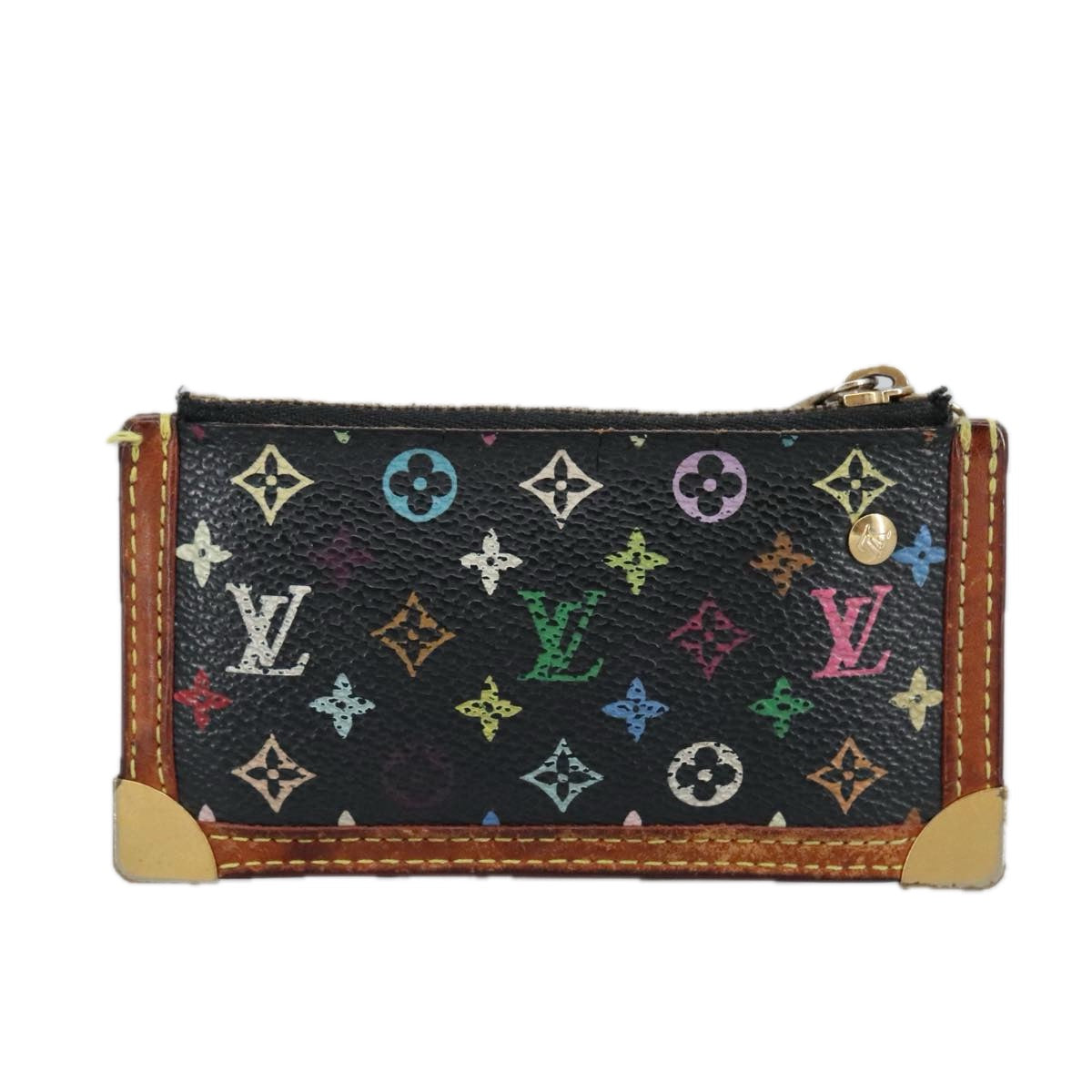 LOUIS VUITTON Monogram Multicolor Pochette Cles Purse Black M92654 hk1854