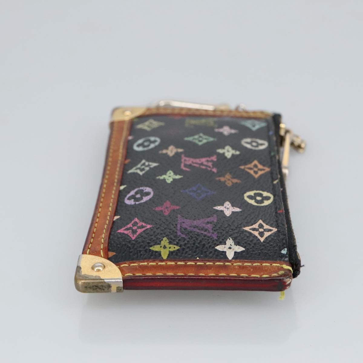 LOUIS VUITTON Monogram Multicolor Pochette Cles Purse Black M92654 hk1854