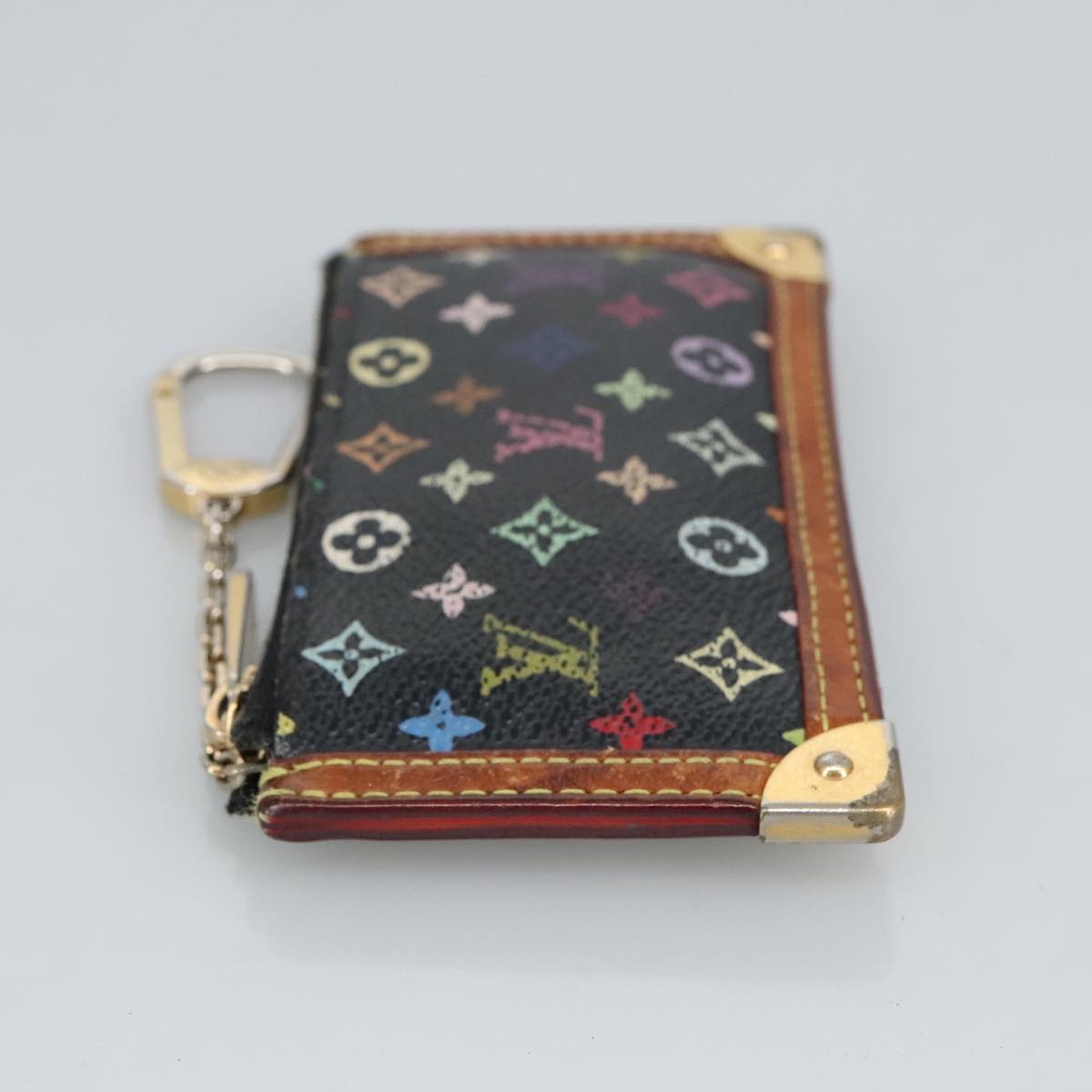 LOUIS VUITTON Monogram Multicolor Pochette Cles Purse Black M92654 hk1854