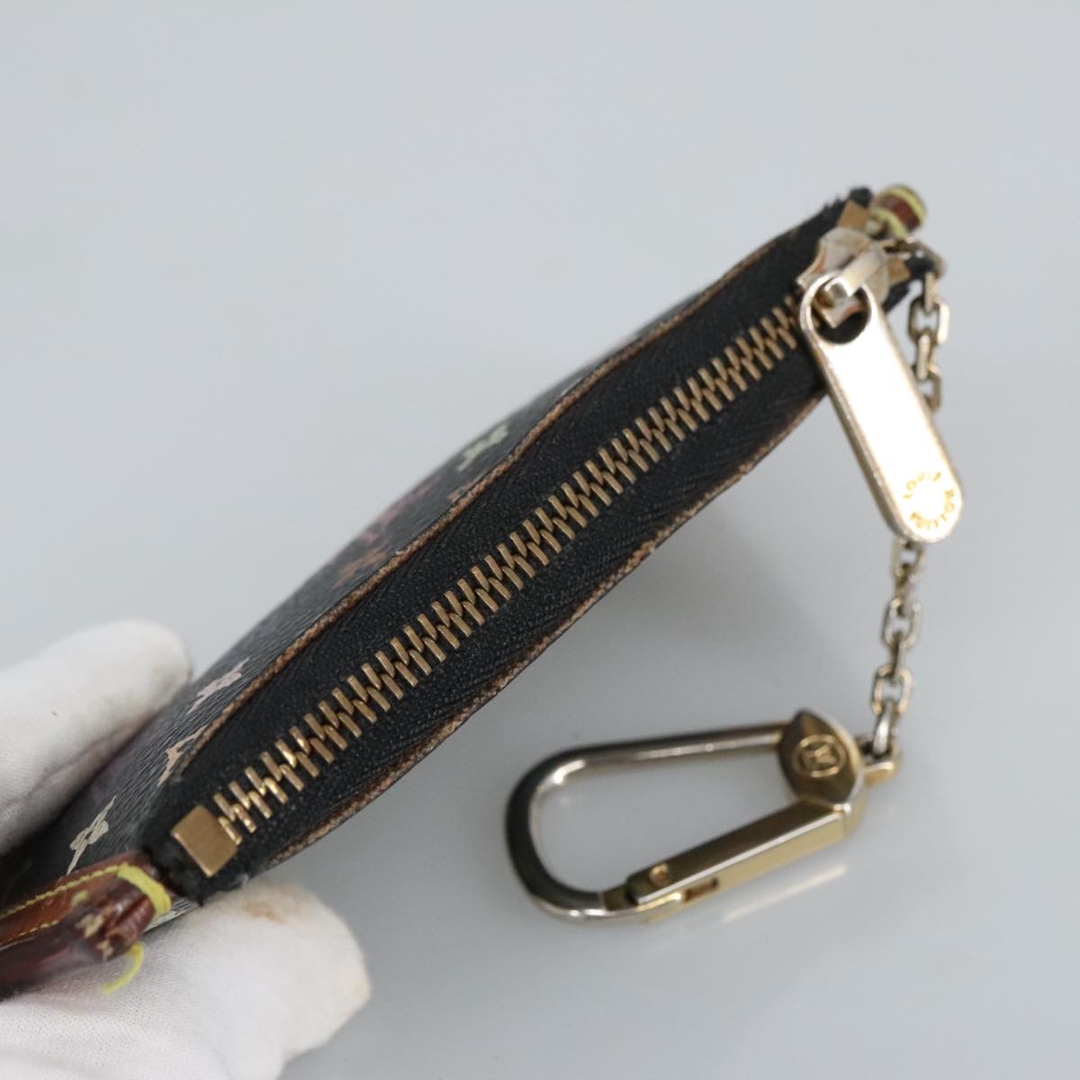 LOUIS VUITTON Monogram Multicolor Pochette Cles Purse Black M92654 hk1854