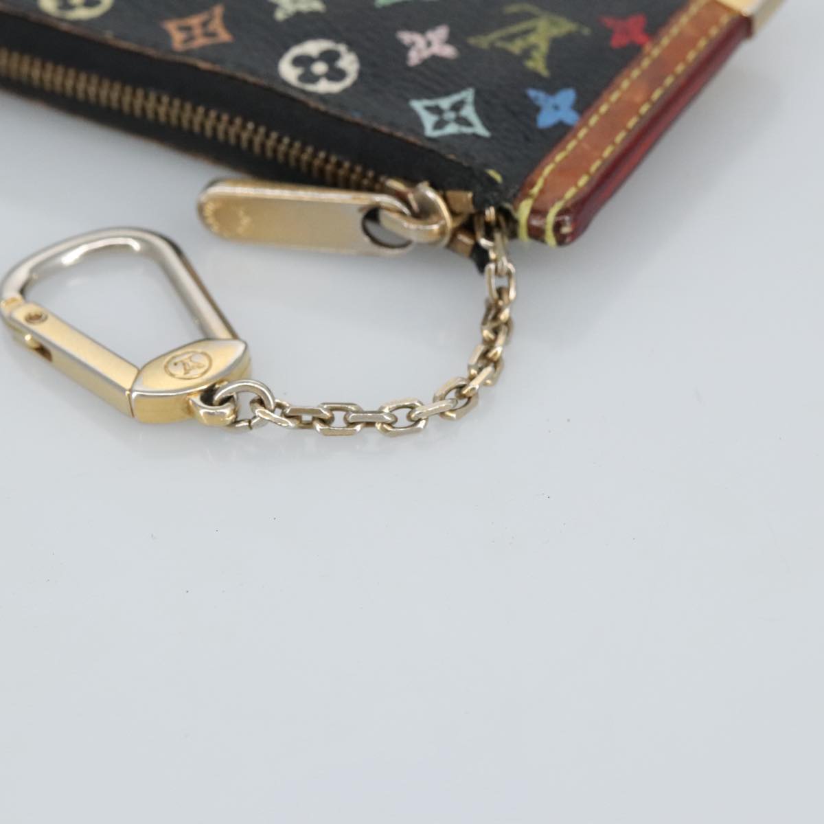 LOUIS VUITTON Monogram Multicolor Pochette Cles Purse Black M92654 hk1854
