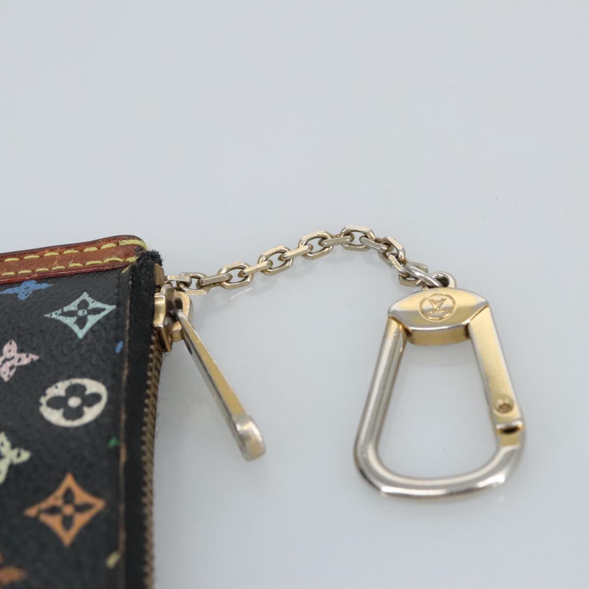 LOUIS VUITTON Monogram Multicolor Pochette Cles Purse Black M92654 hk1854
