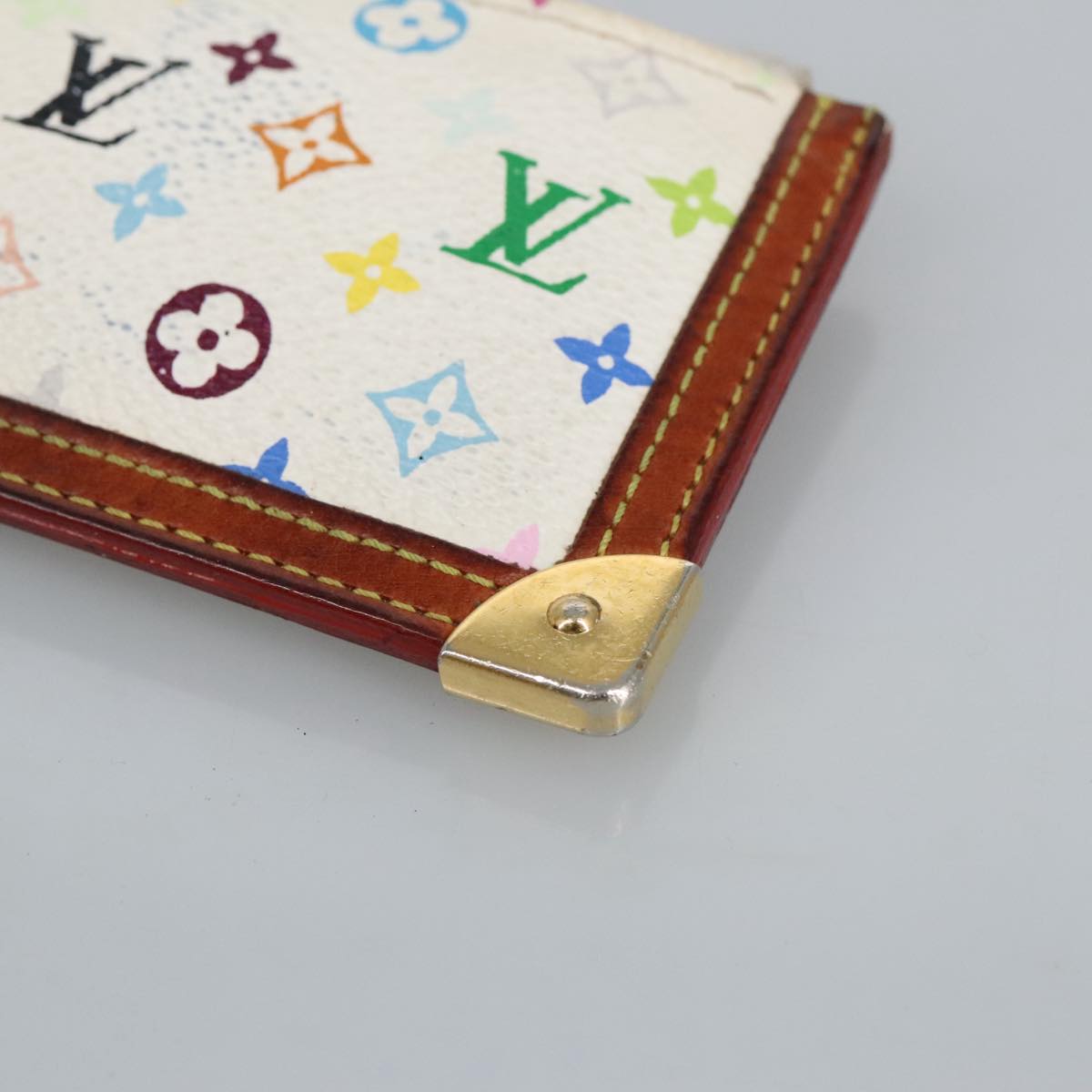 LOUIS VUITTON Multicolor Pochette Cles Coin Purse White M92655 LV hk1855