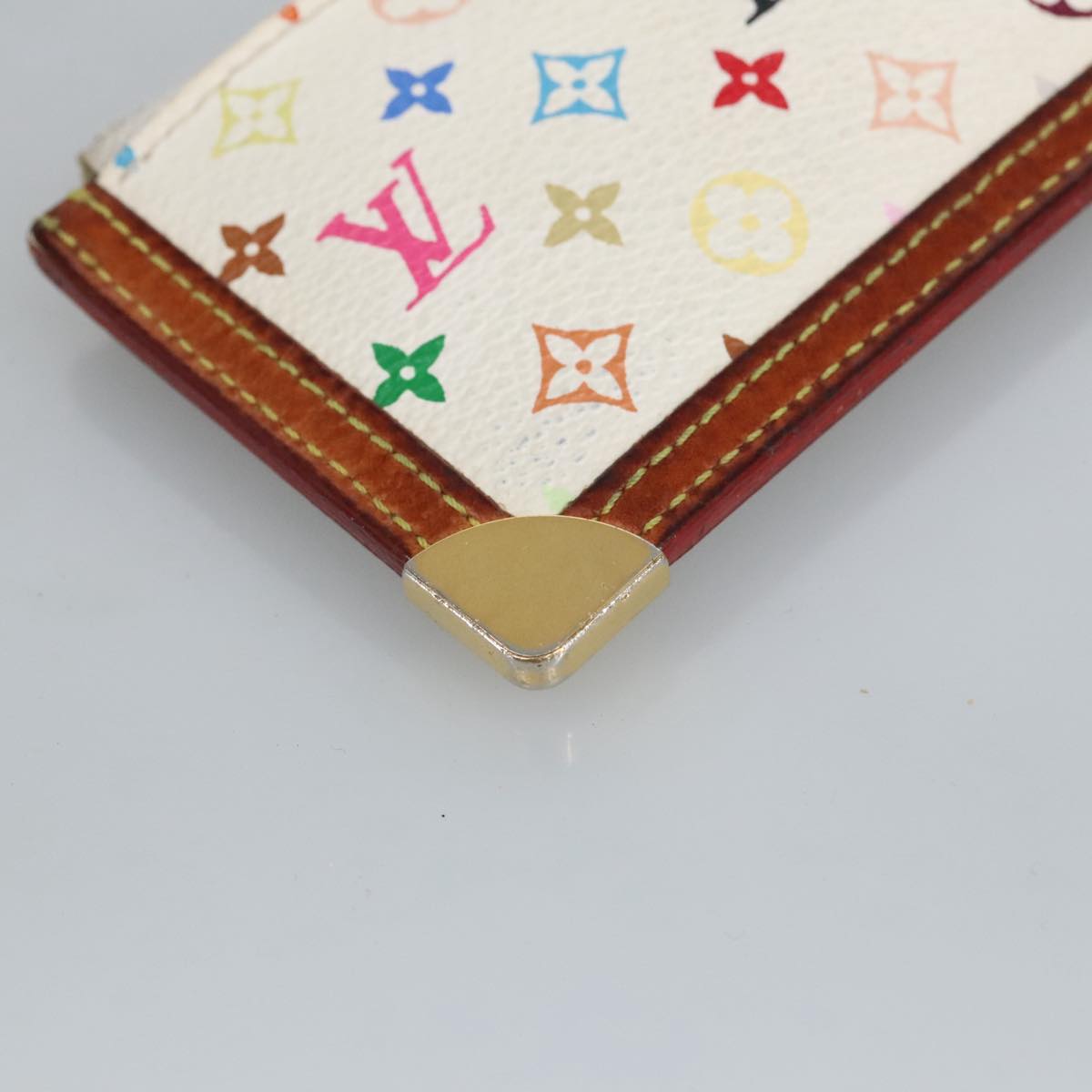 LOUIS VUITTON Multicolor Pochette Cles Coin Purse White M92655 LV hk1855