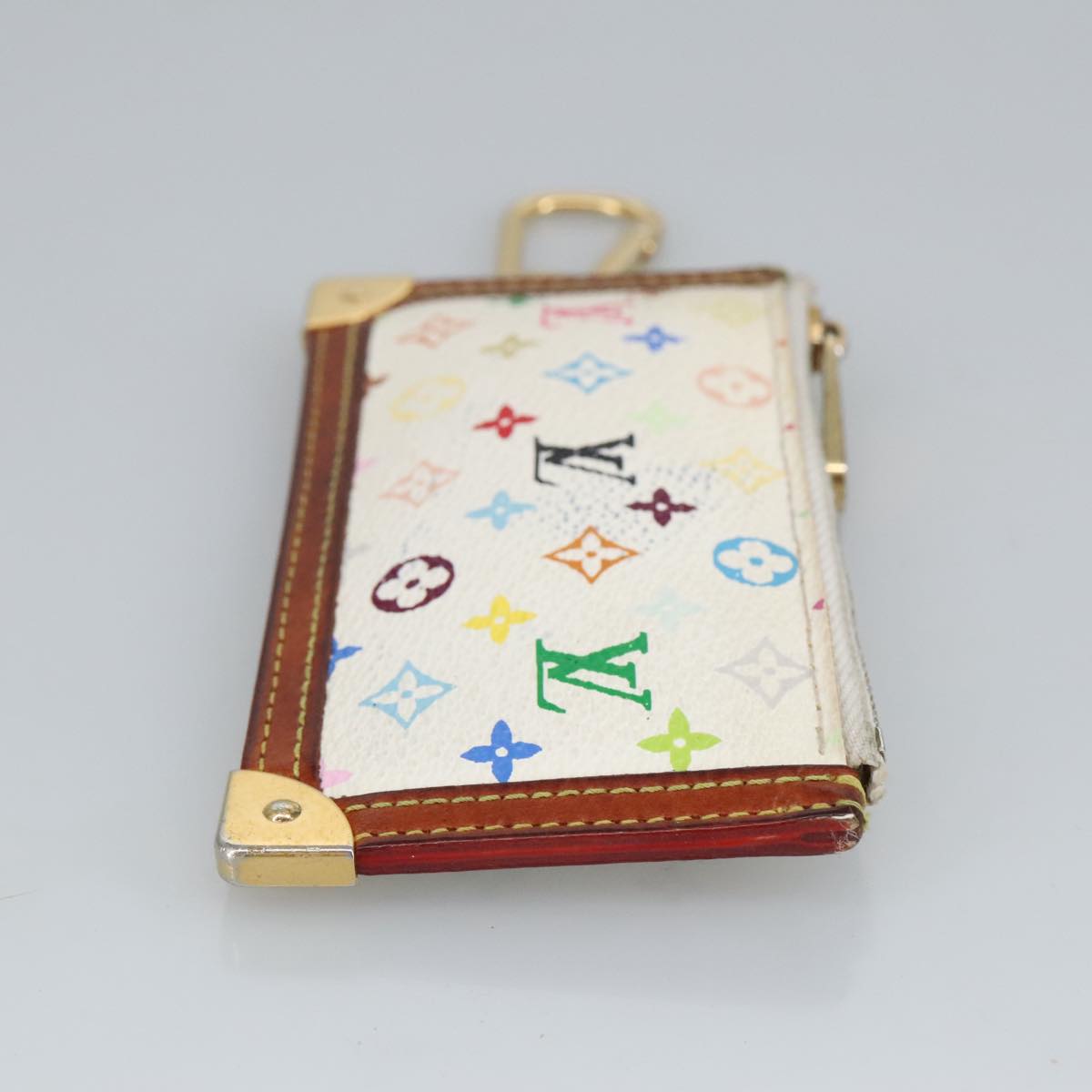 LOUIS VUITTON Multicolor Pochette Cles Coin Purse White M92655 LV hk1855