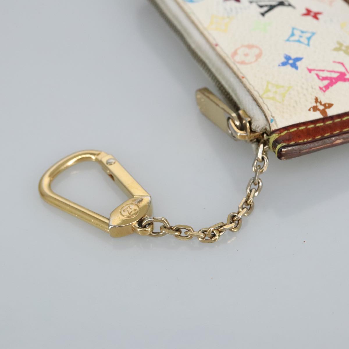 LOUIS VUITTON Multicolor Pochette Cles Coin Purse White M92655 LV hk1855
