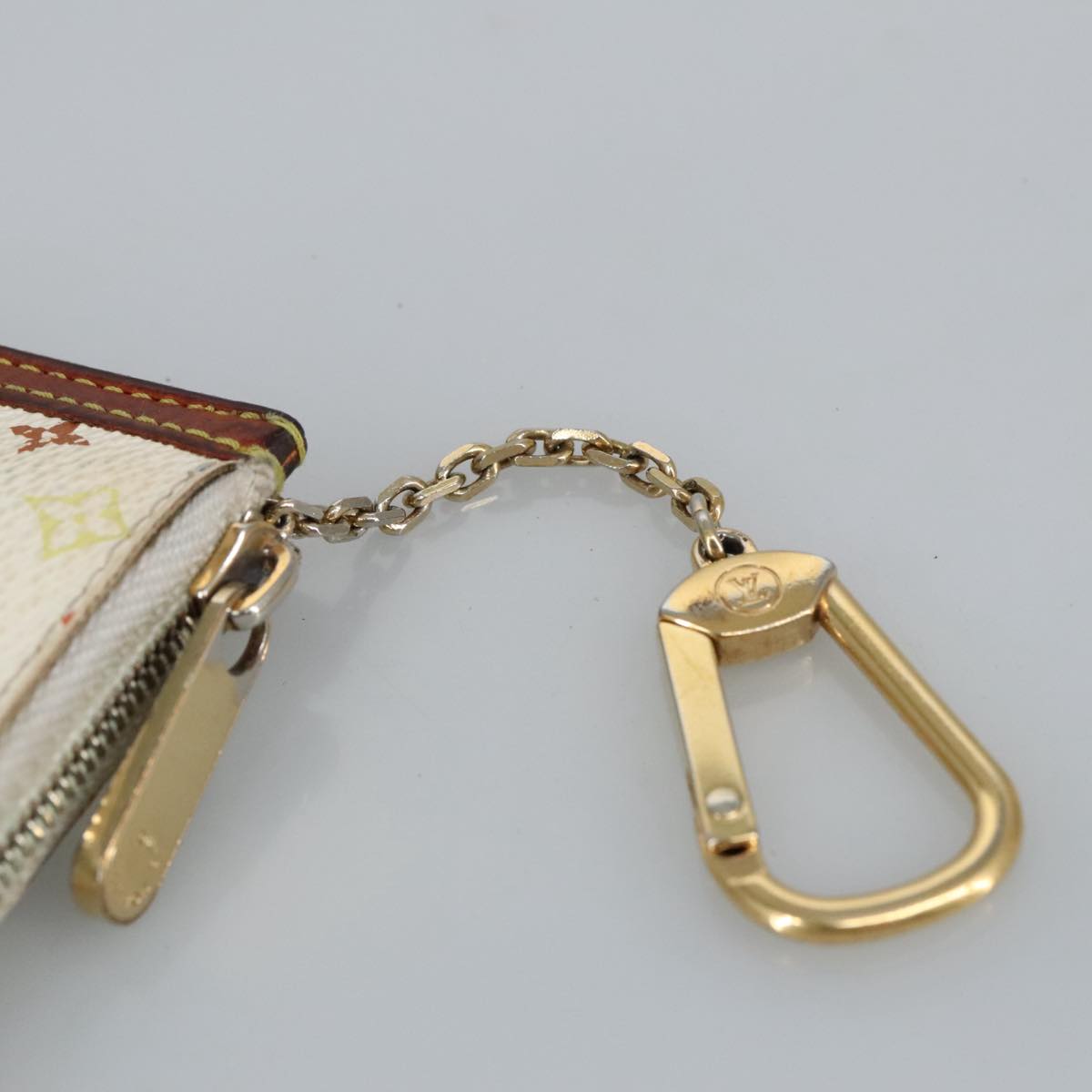 LOUIS VUITTON Multicolor Pochette Cles Coin Purse White M92655 LV hk1855