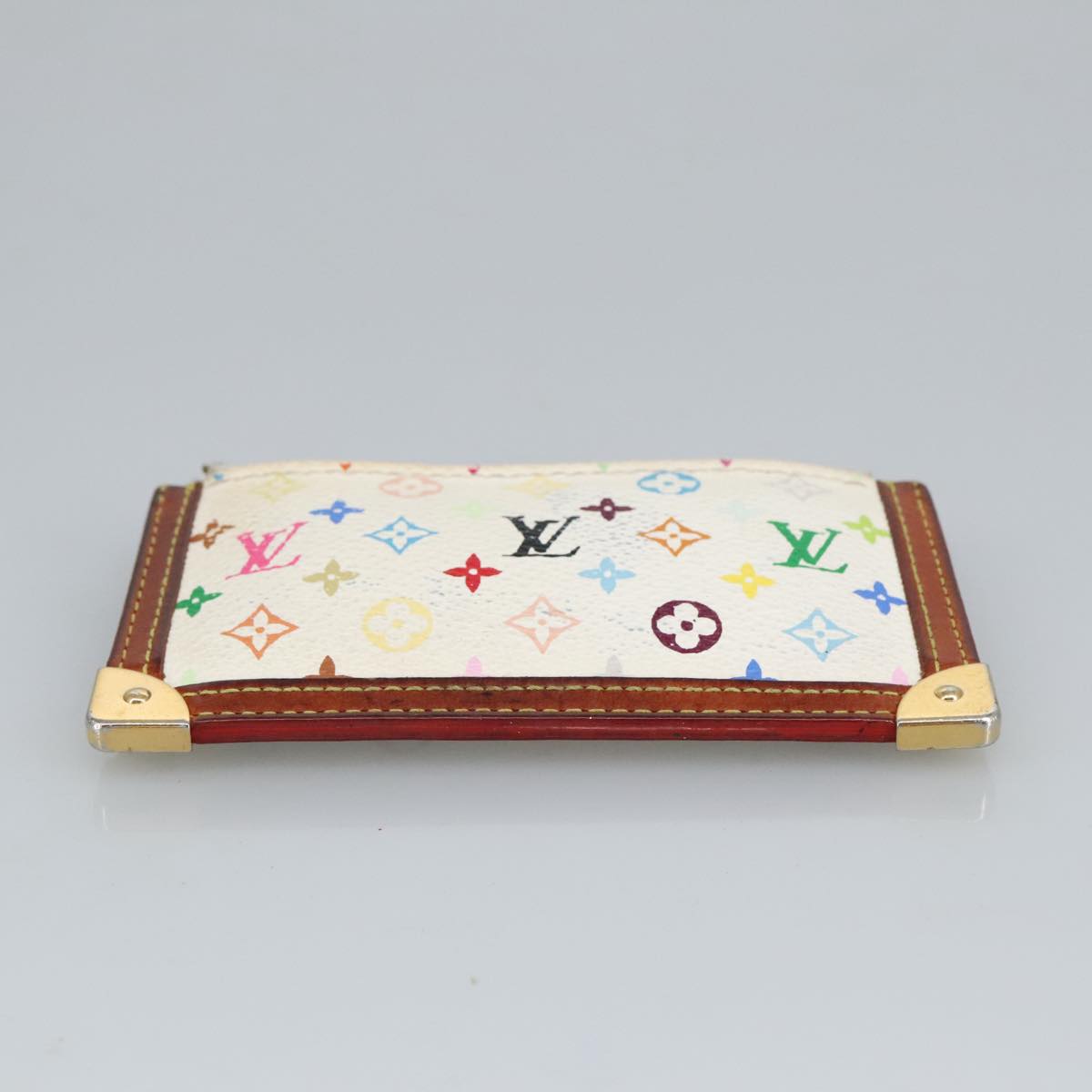 LOUIS VUITTON Multicolor Pochette Cles Coin Purse White M92655 LV hk1855