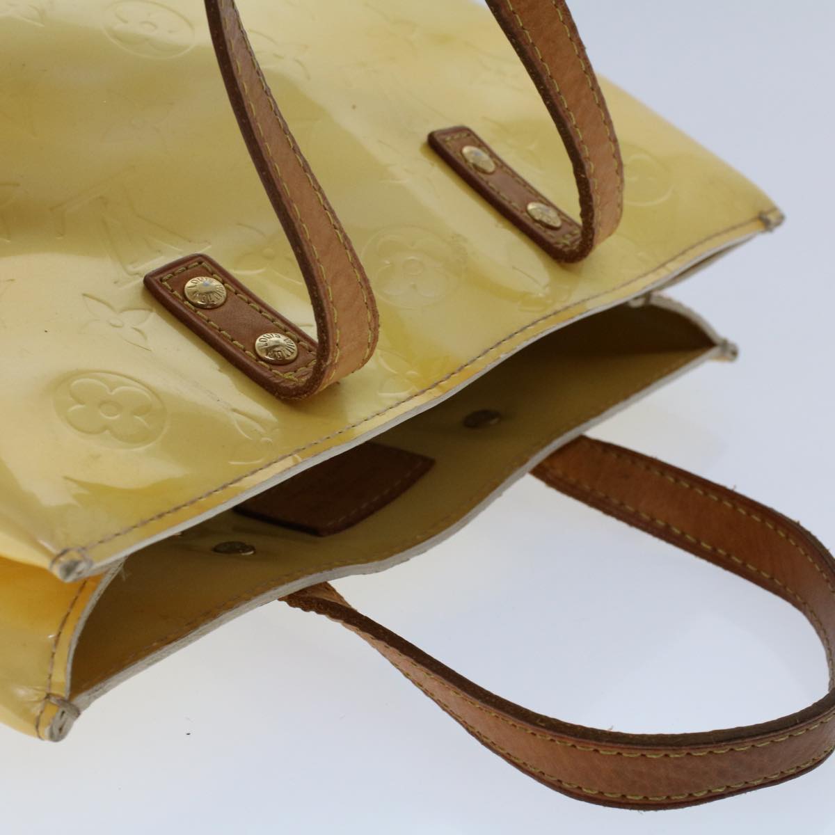 LOUIS VUITTON Monogram Vernis Reade PM Hand Bag Perle M91336 LV hk740