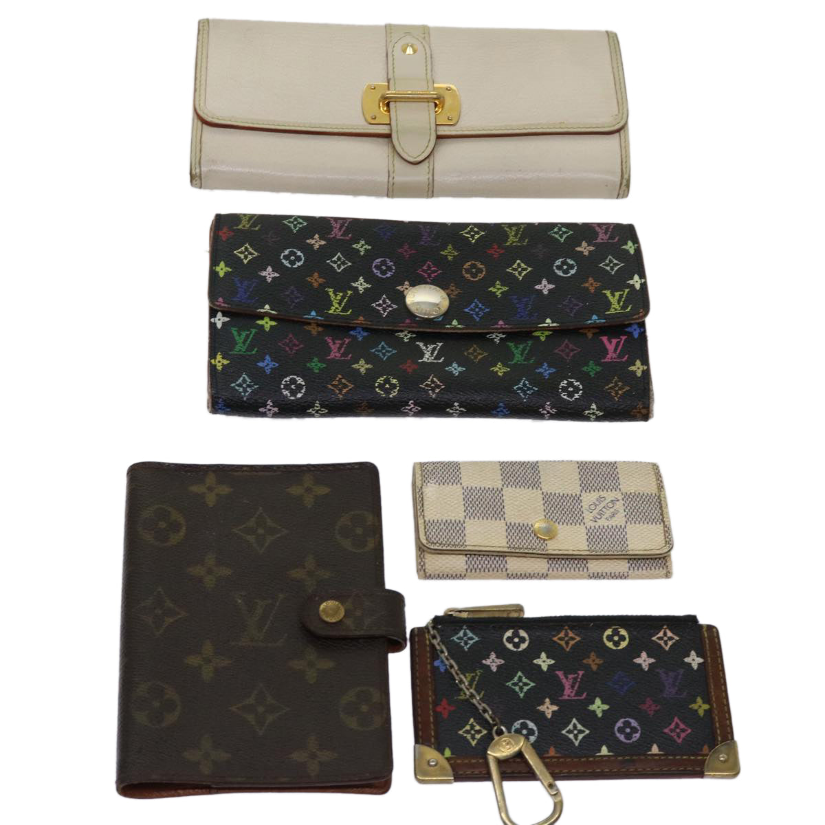LOUIS VUITTON Monogram Multicolor Damier Azur Key Case Wallet 5Set LV hk755
