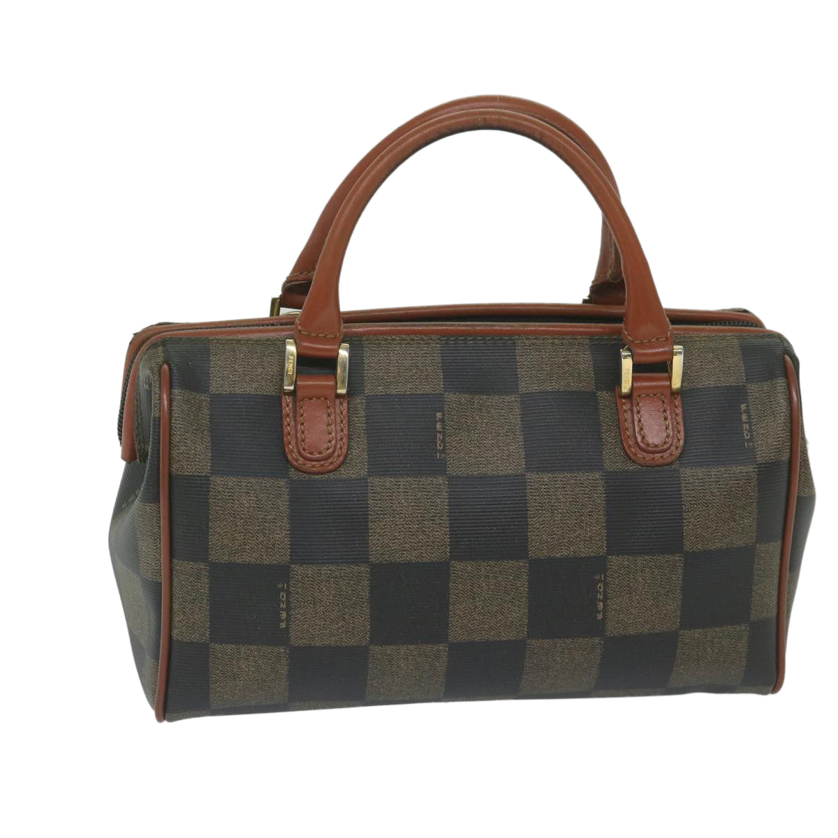 Luxury FendiPecan Canvas Boston Bag Black Brownhk943