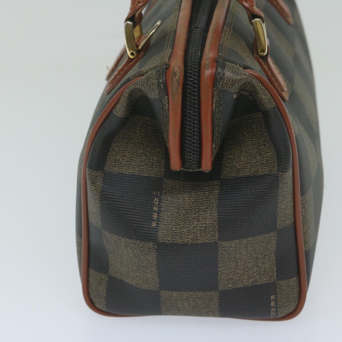 Luxury FendiPecan Canvas Boston Bag Black Brownhk943