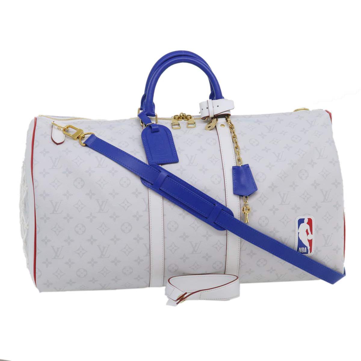 LOUIS VUITTON Monogram Keepall 55 Boston Bag White M45586 LVxNBA hs1077S