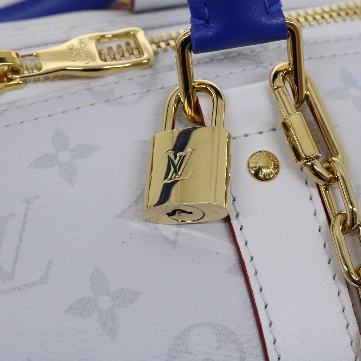 LOUIS VUITTON Monogram Keepall 55 Boston Bag White M45586 LVxNBA hs1077S