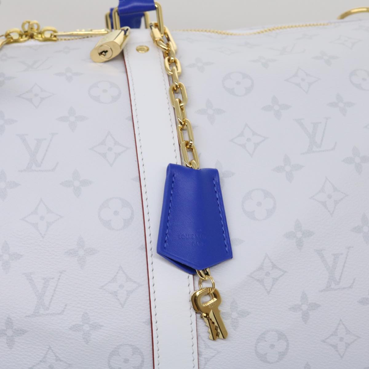 LOUIS VUITTON Monogram Keepall 55 Boston Bag White M45586 LVxNBA hs1077S