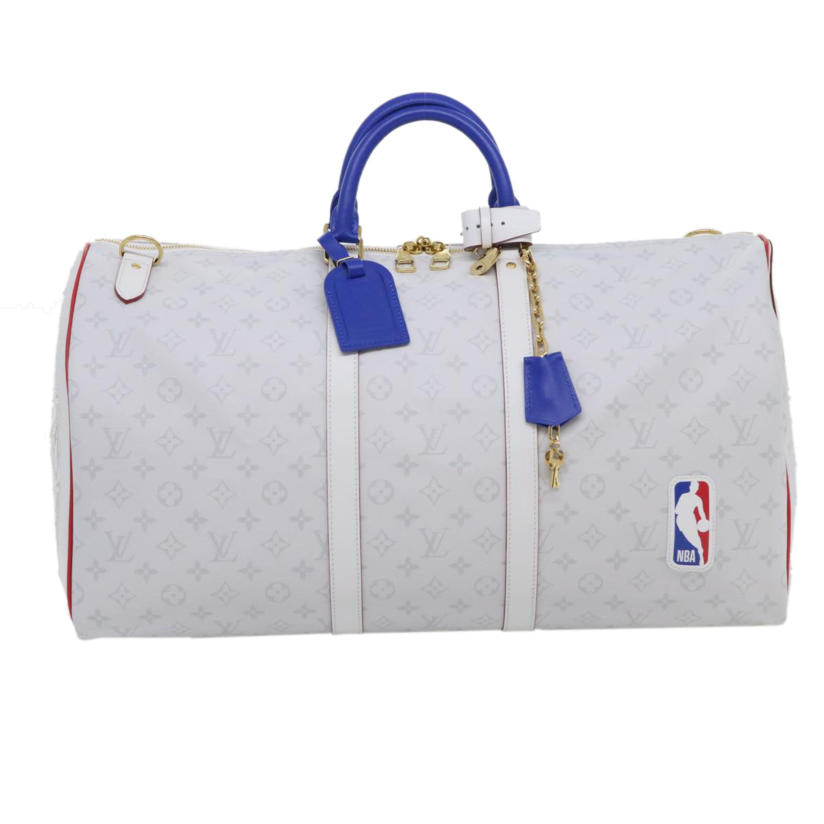 LOUIS VUITTON Monogram Keepall 55 Boston Bag White M45586 LVxNBA hs1077S