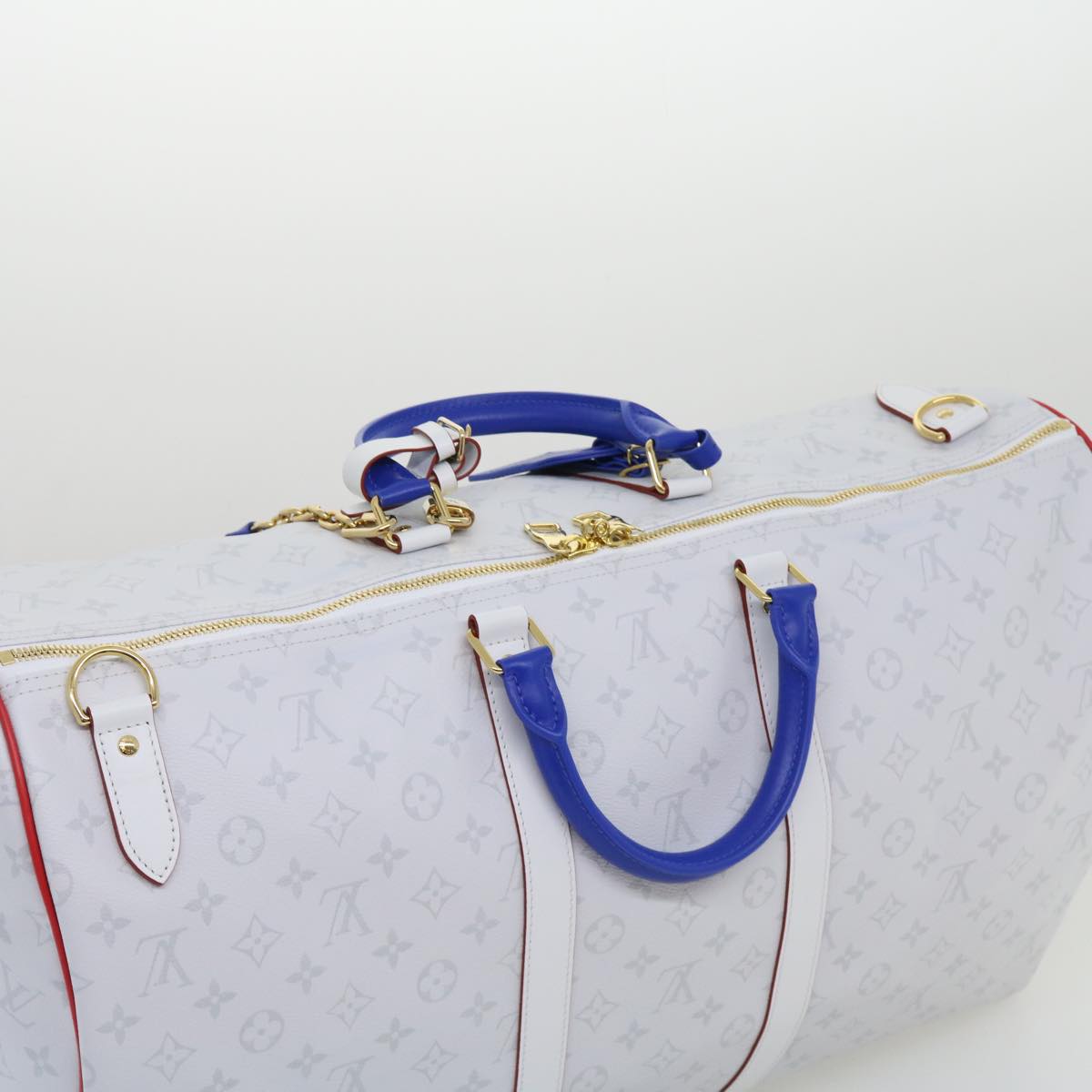 LOUIS VUITTON Monogram Keepall 55 Boston Bag White M45586 LVxNBA hs1077S