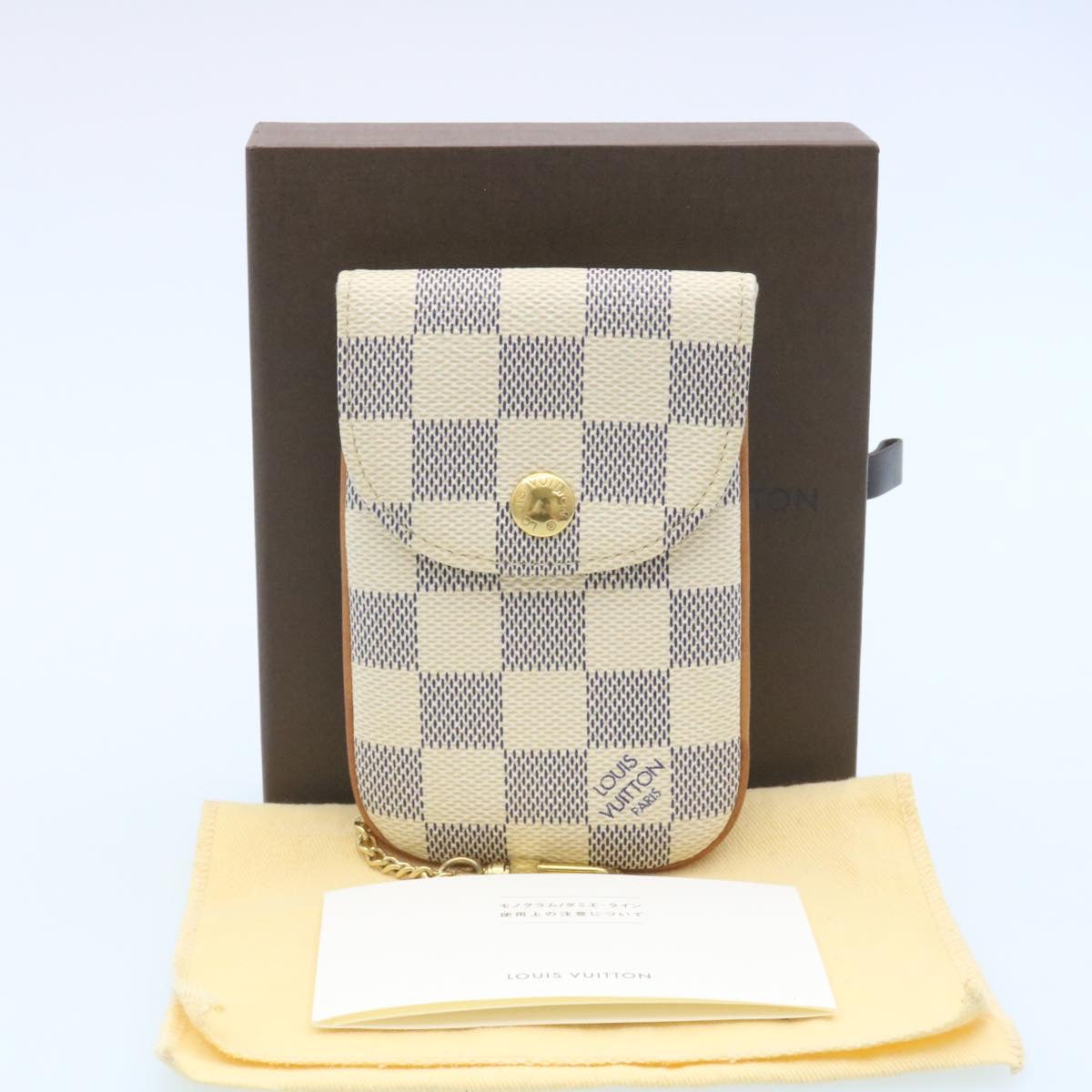 LOUIS VUITTON Damier Azur Etui Telephonne MM Cell Phone Case LV hs448