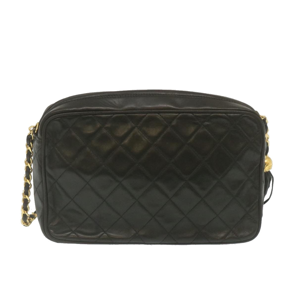 Luxury Chanel Matelasse Chain Shoulder Bag Lamb Skin Fringe Black Gold CC  hs691A