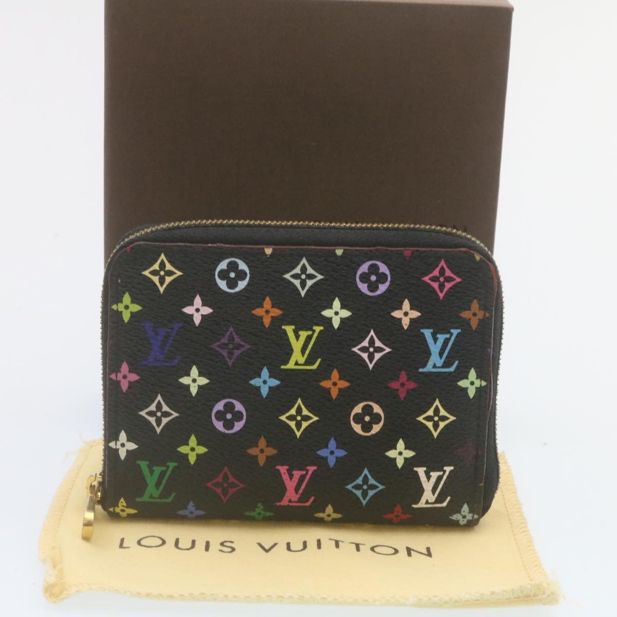 LOUIS VUITTON Monogram Multicolor Zippy Coin Purse Black M93740 LV hs726