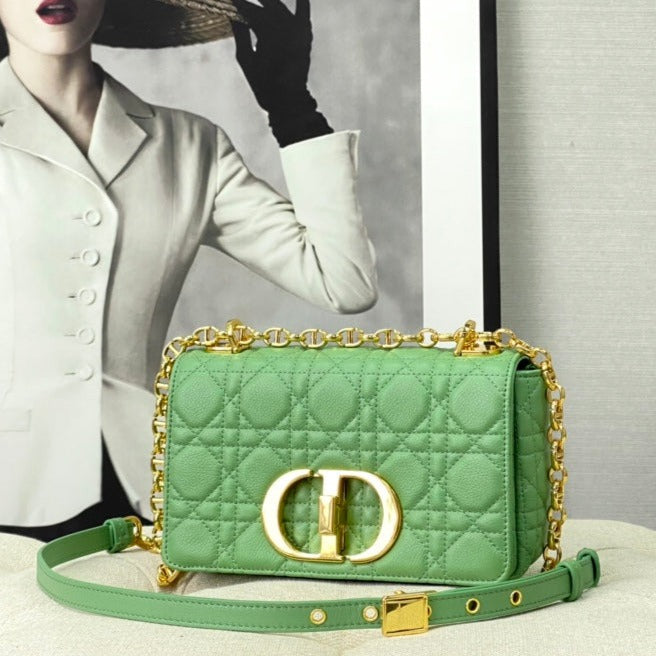 Luxury DiorSMALL CARO BAG 20 LIGHT GREEN CALFSKIN