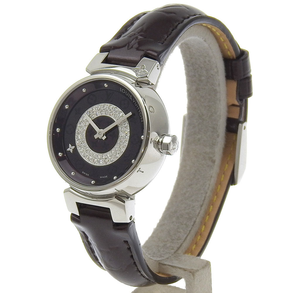 Louis Vuitton Tambour Watch Stainless Steel Diamond Quartz