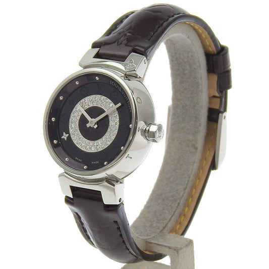 Louis Vuitton Tambour Watch Stainless Steel Diamond Quartz