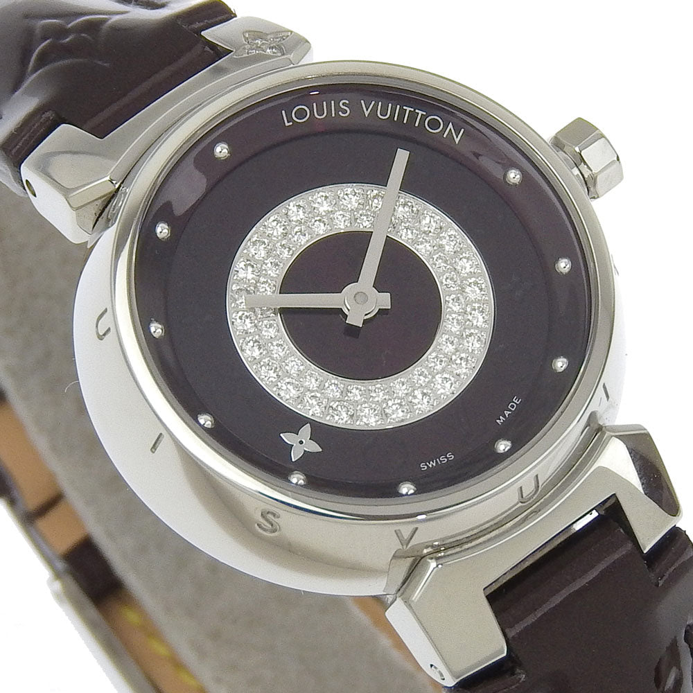 Louis Vuitton Tambour Watch Stainless Steel Diamond Quartz