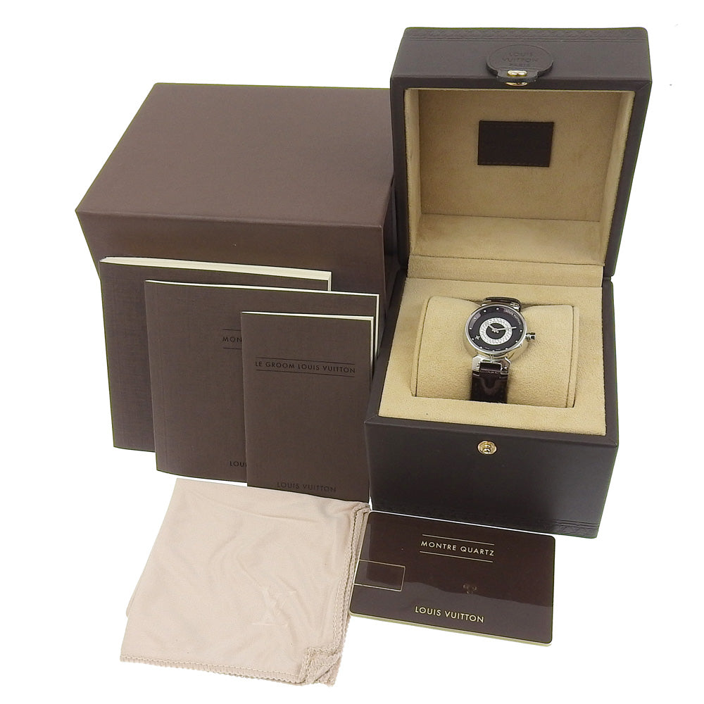 Louis Vuitton Tambour Watch Stainless Steel Diamond Quartz