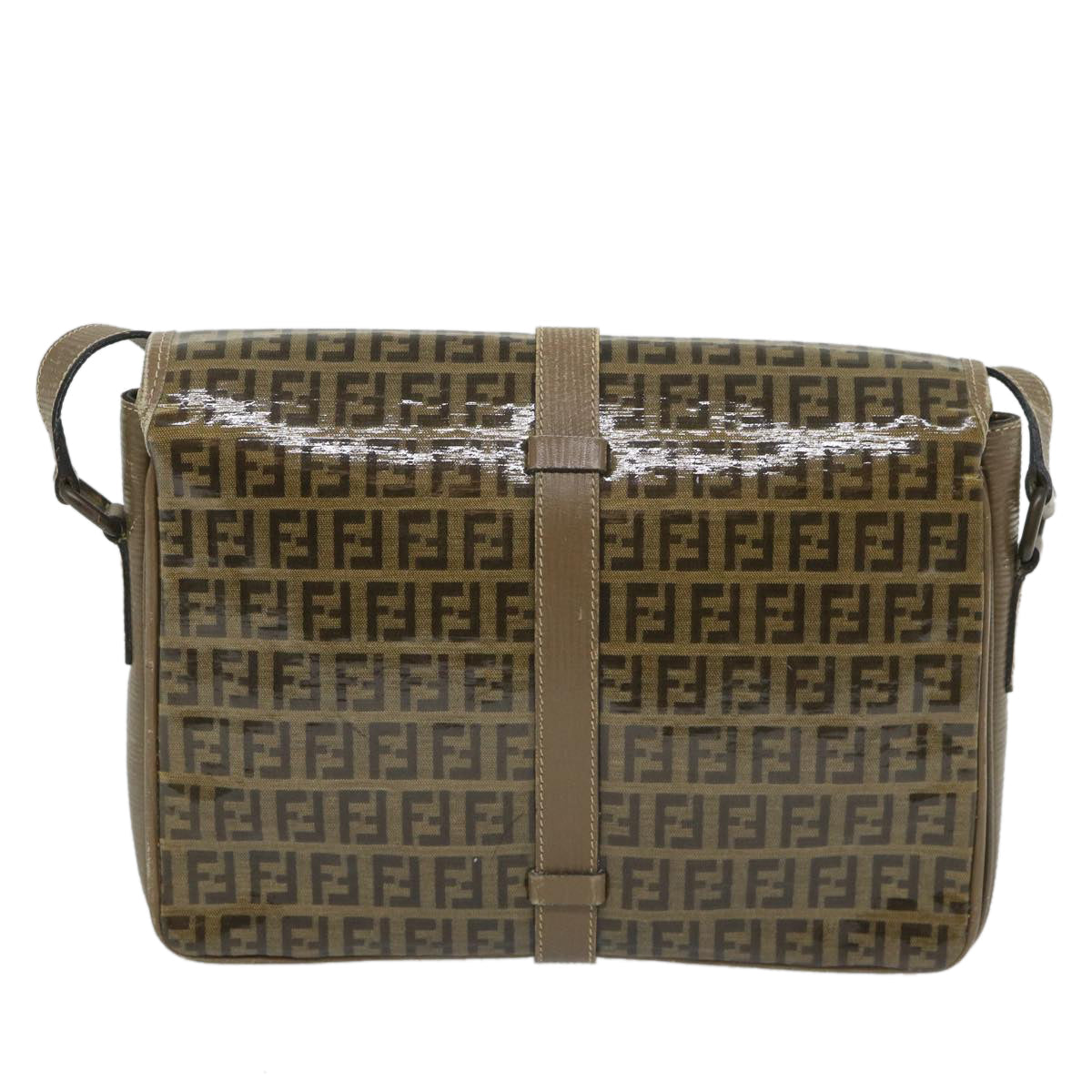 Luxury FendiZucchino Canvas Shoulder Bag Coated Canvas Brownim452