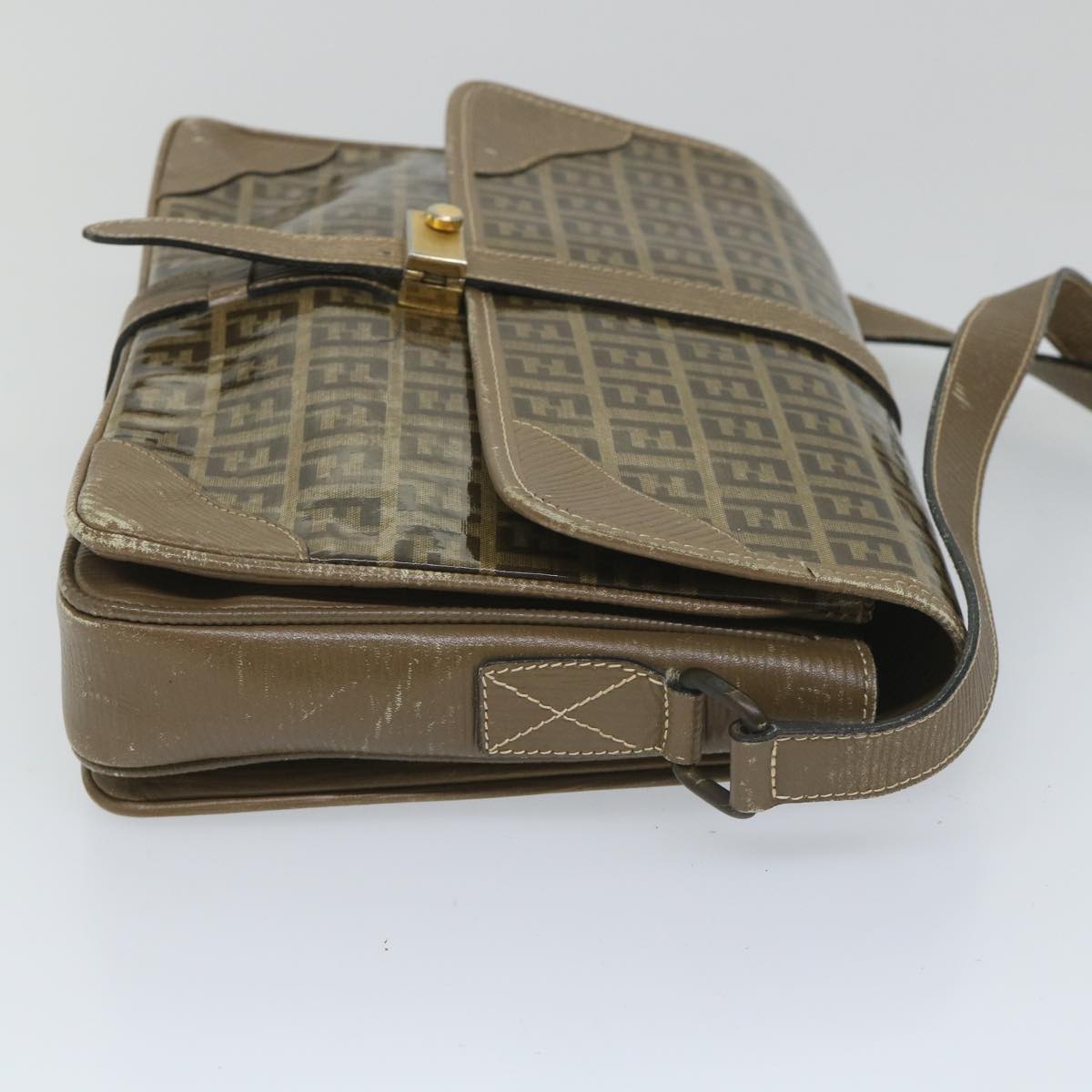 Luxury FendiZucchino Canvas Shoulder Bag Coated Canvas Brownim452
