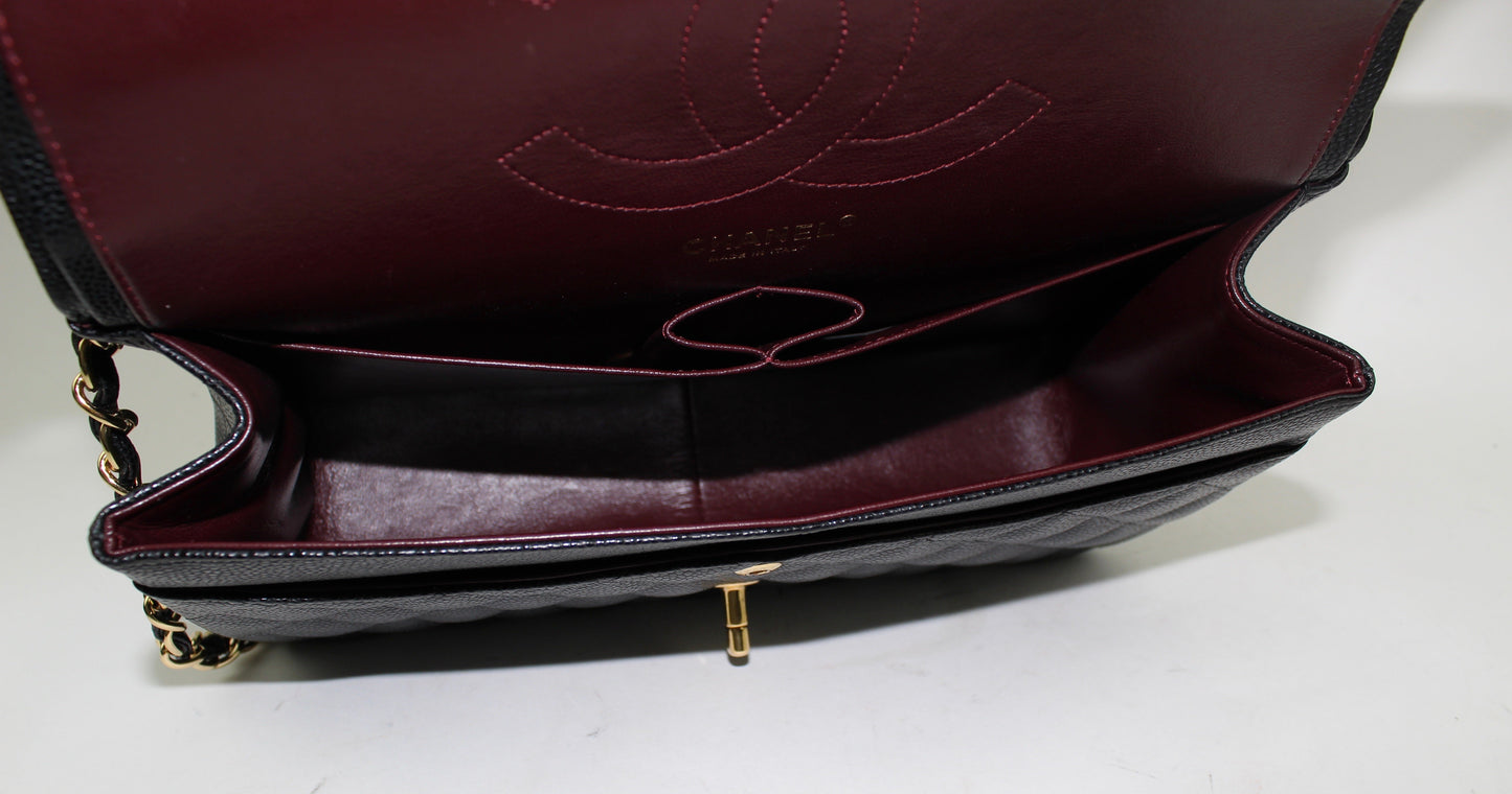 CHANEL CAVIAR DOUBLE FLAP MEDIUM BAG