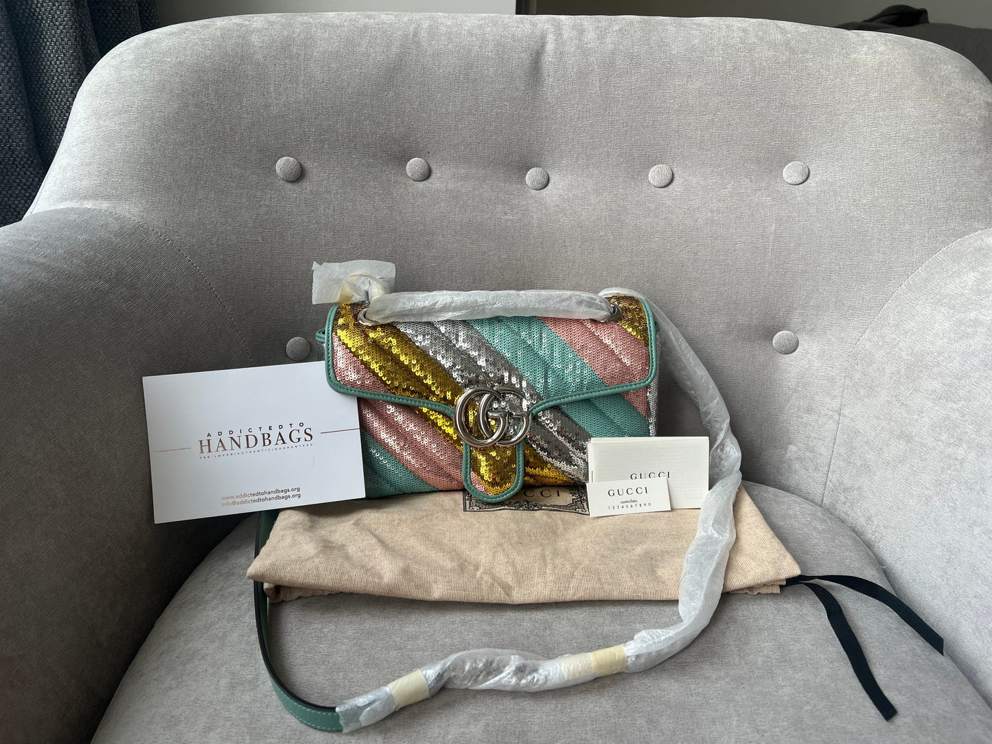 Luxury Gucci GG Paillettes Sequin Marmont Small Shoulder Bag